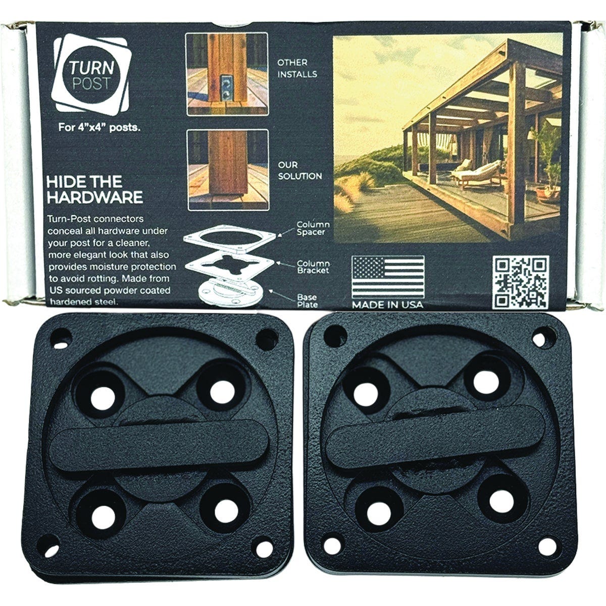 Turn-Post 4 In. x 4 In. Steel Post Connector (2-Pack)