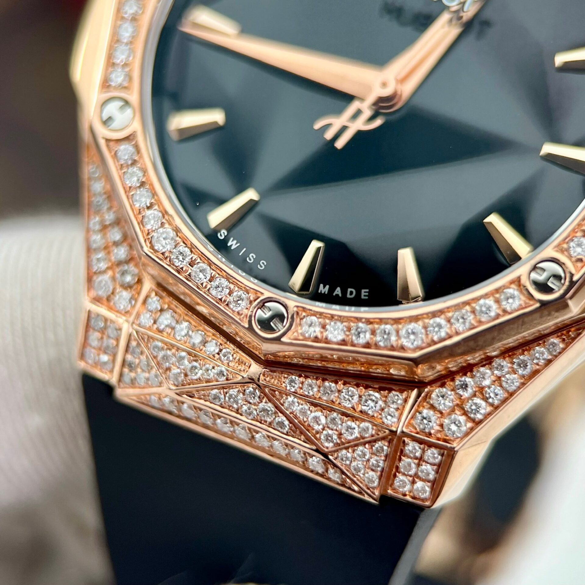 Hublot Best Replica Watch Orlinski King Gold Custom Natural Diamonds Rubber Strap 40mm - Top club