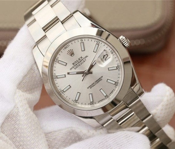 Replica Rolex DateJust 41mm 126300 Noob Polished Bezel Silver Dial Stick Markers Bracelet A3235 - Elite Watch Atelier