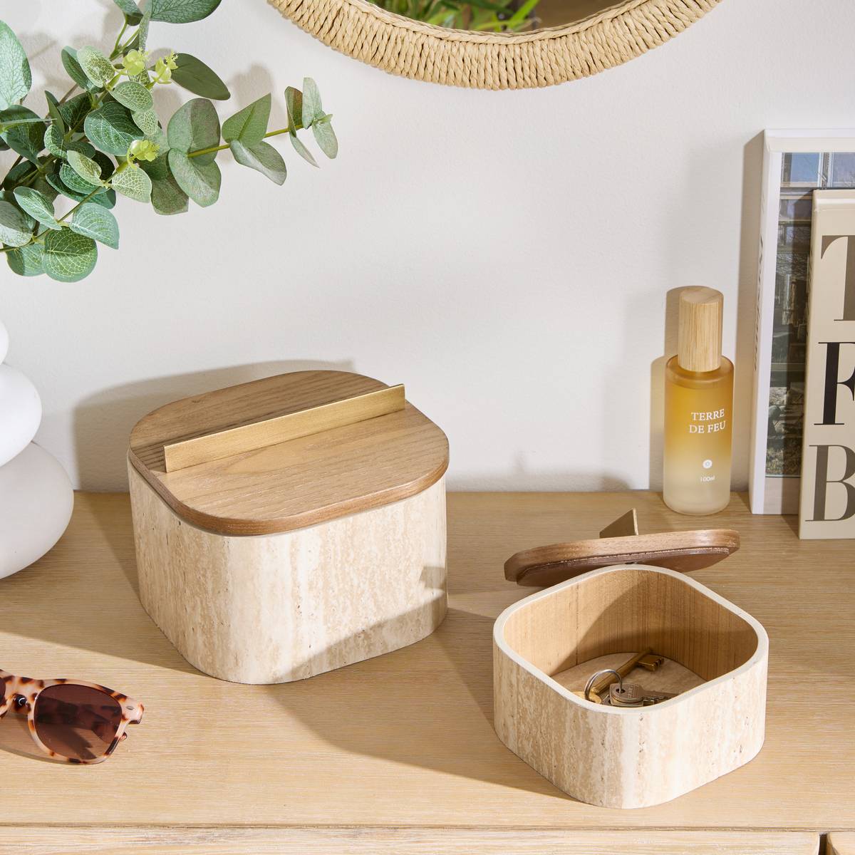 Decorative Box "Anaya" Beige, L.14/18 cm