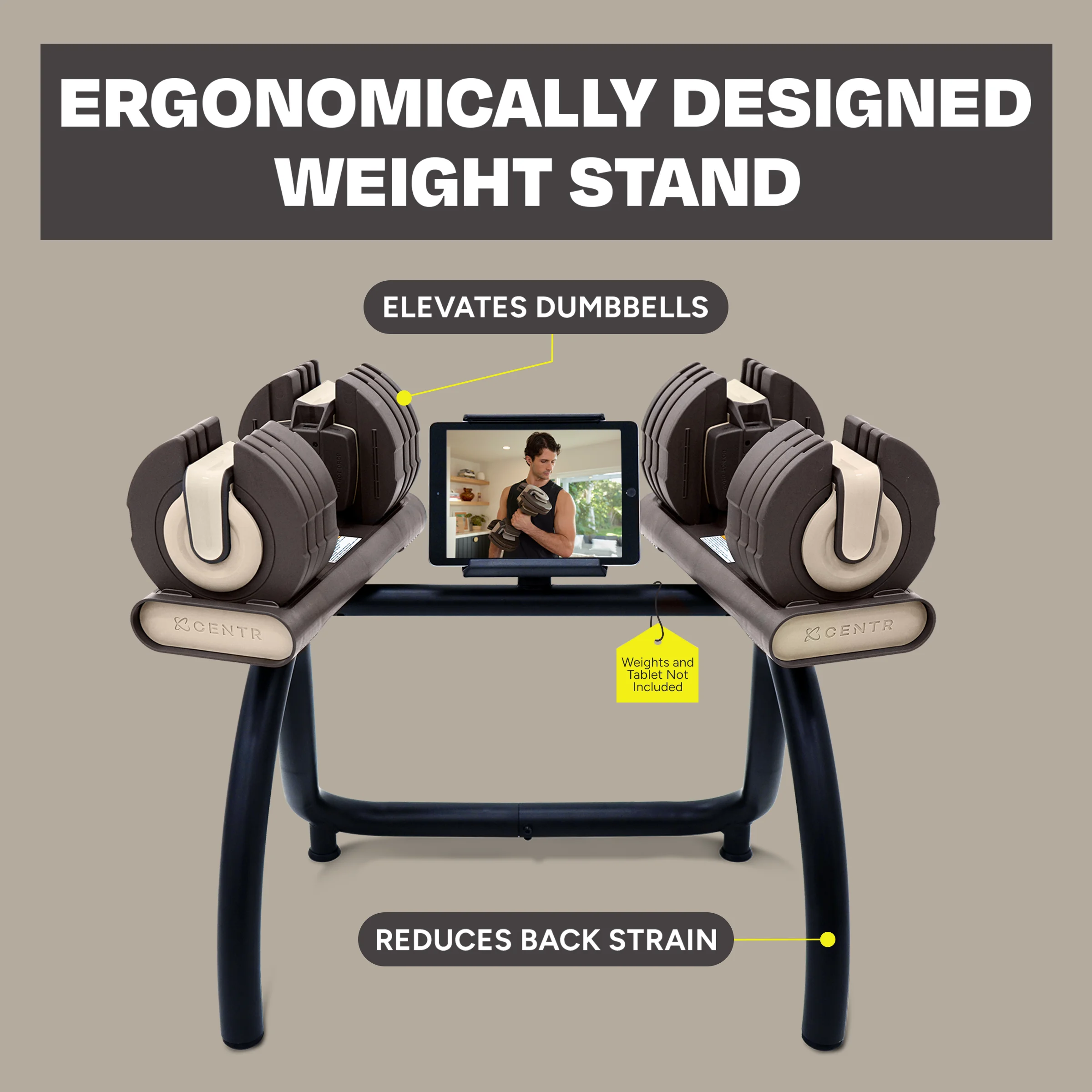 Centr By Chris Hemsworth Smart Stack Adjustable Dumbbell Stand with 3 Month Center Subscription