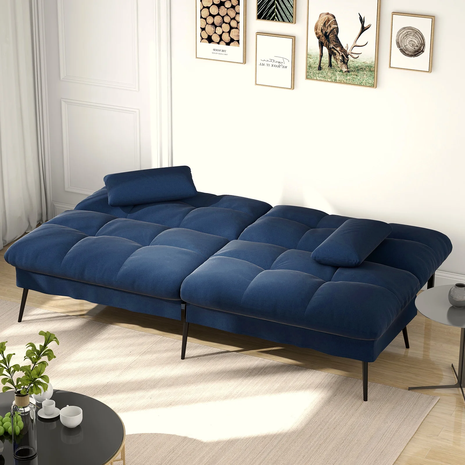 COMHOMA Cloud Comfort Convertible Futon Sofa Bed, Gray - Image 16