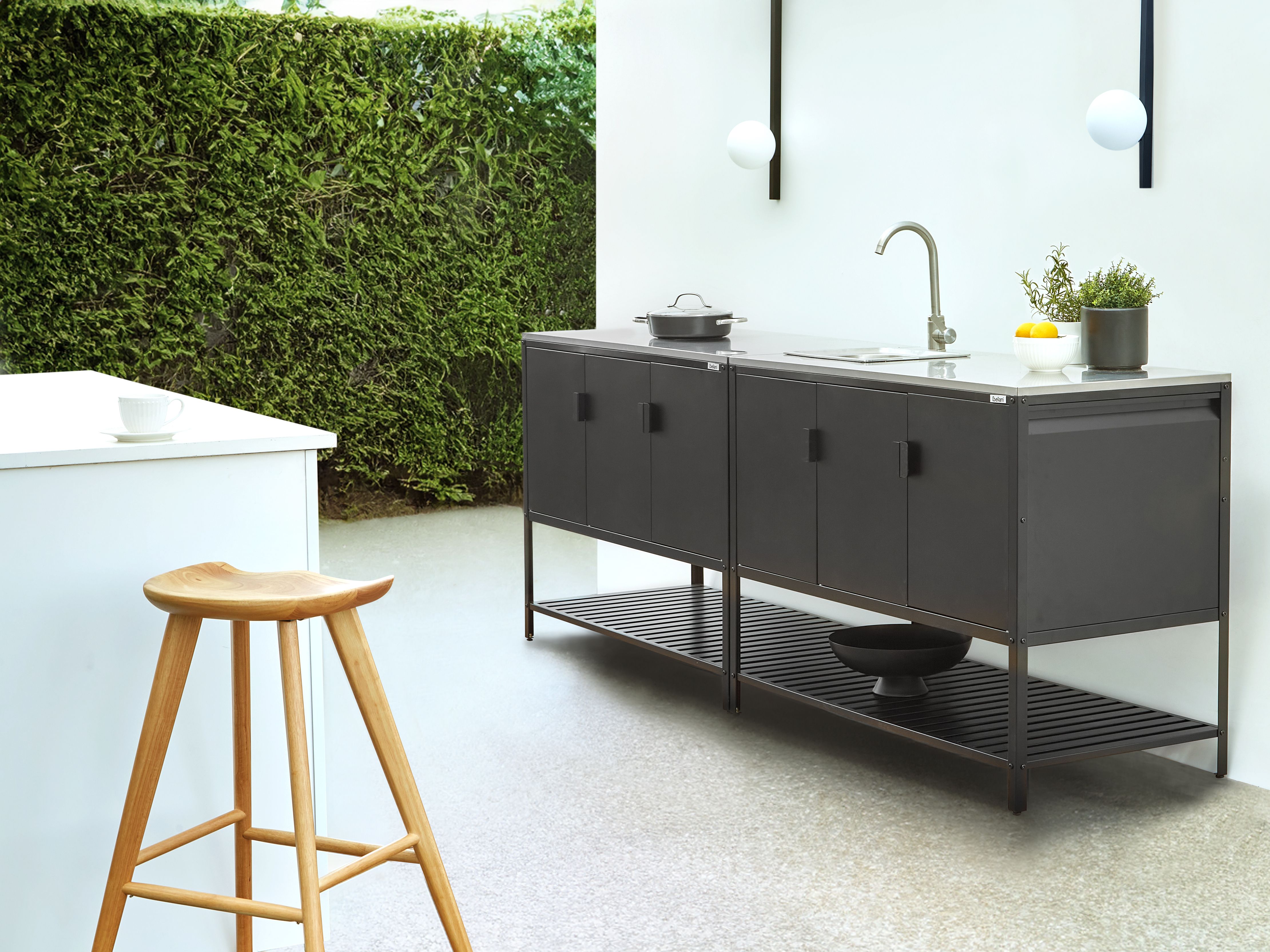 2 Piece Outdoor Kitchen Set with Sink MAENZA Metal Black