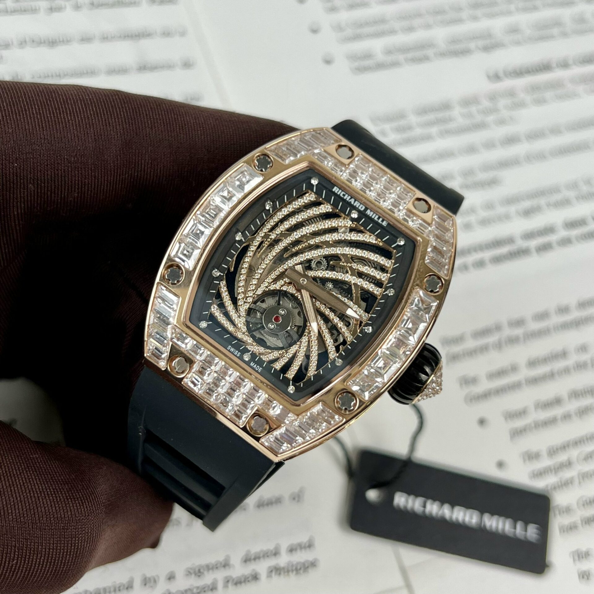 Richard Mille RM51-02 Rose Gold Baguette Replica Watch 40MM - Top club