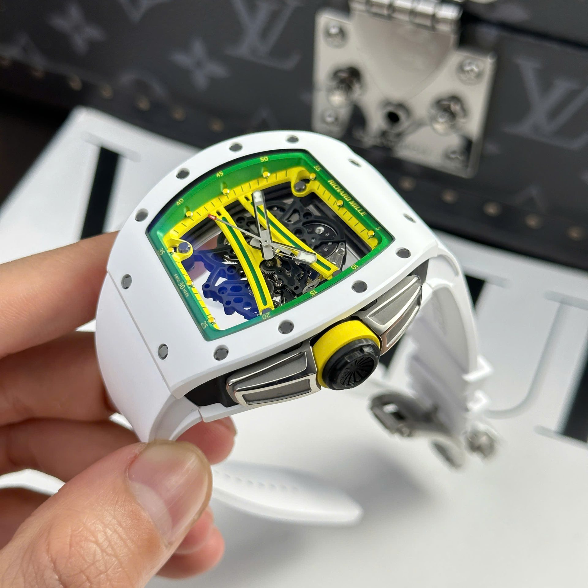 Richard Mille Best Copies Watch RM61-01 Manual Winding Yohan Blake Ceramic White ZF 42.7 50.23mm - Top club