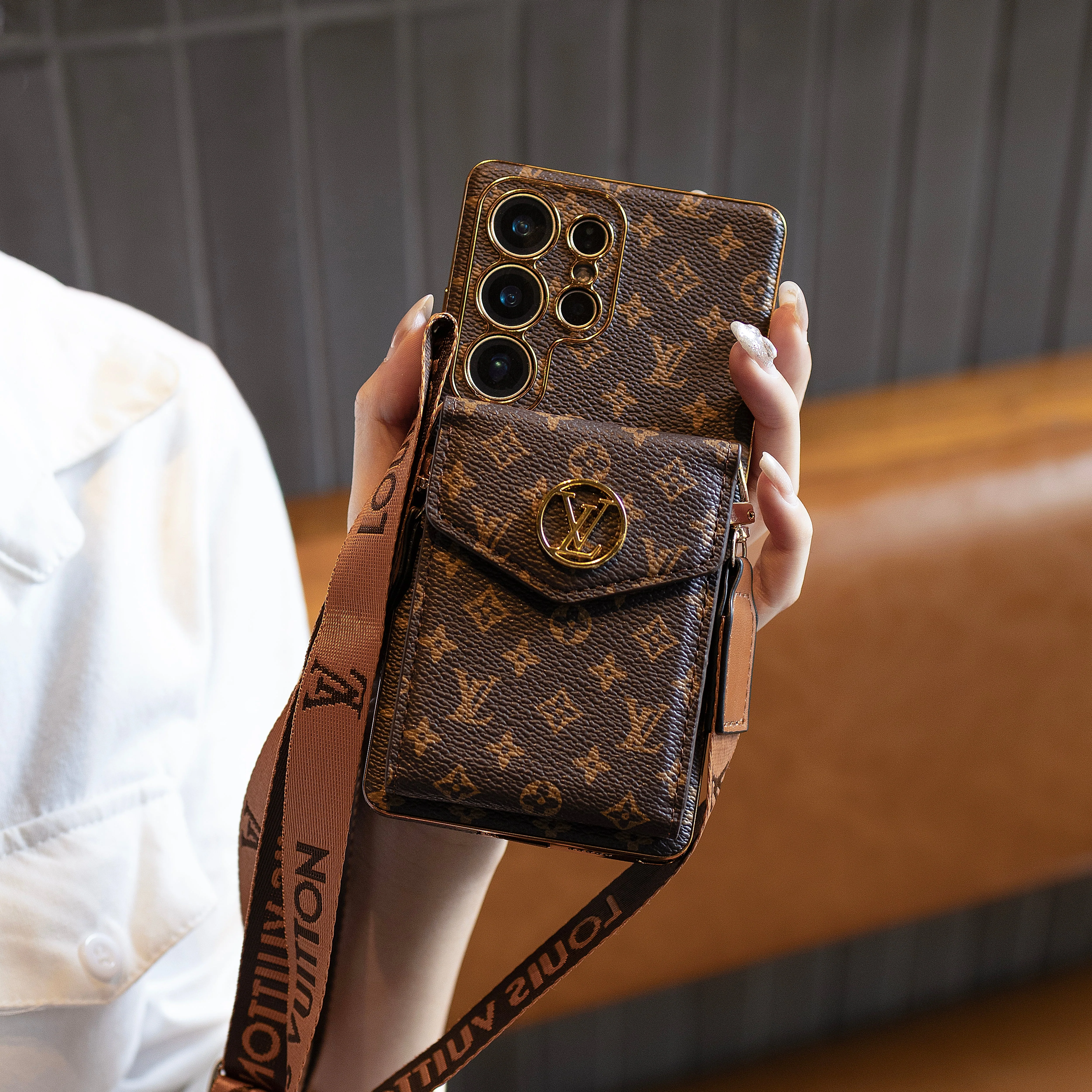 Advanced Leather Samsung Phone Case with Wallet and Strap.02 - Wholesale & Influencer