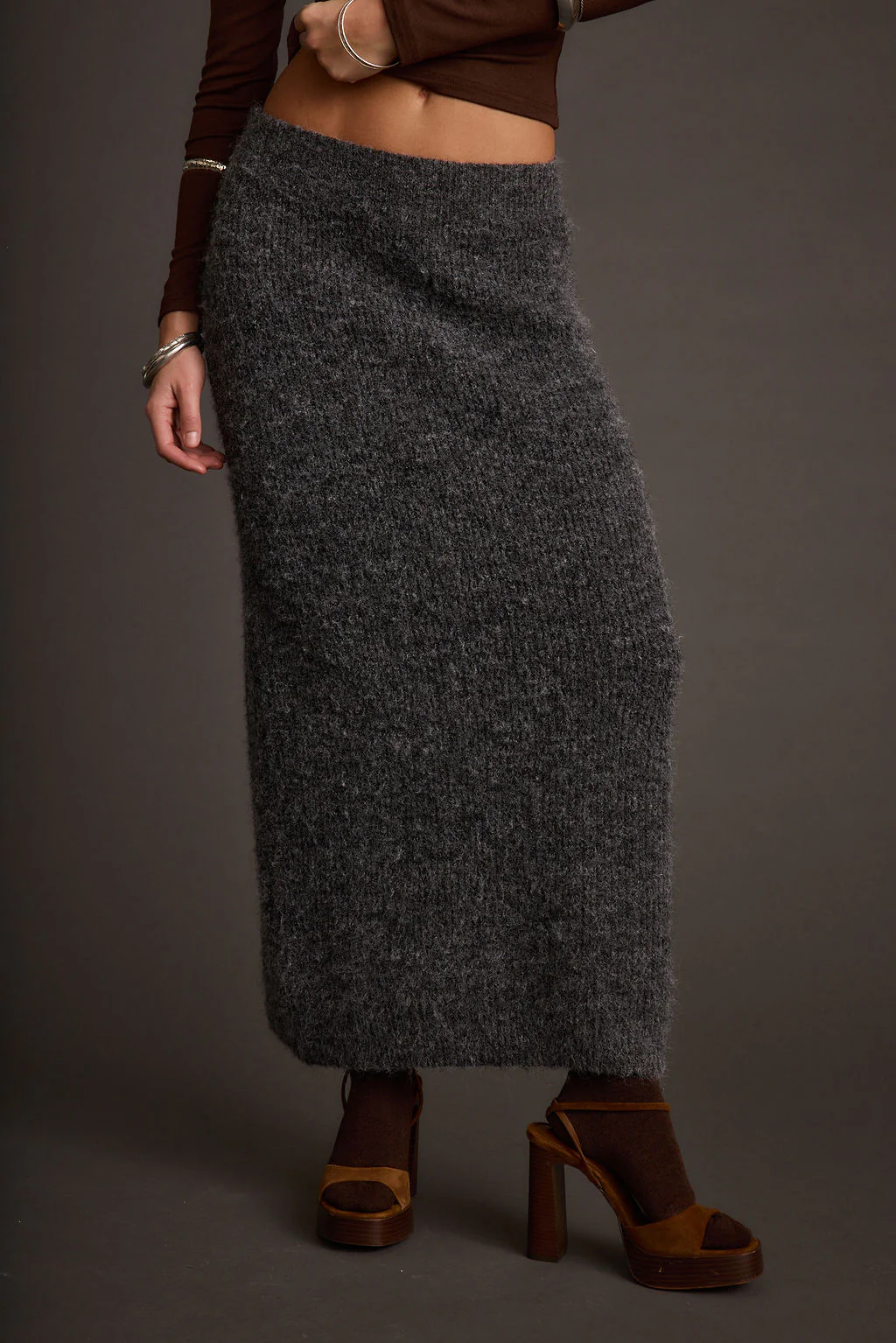 Alpine Charcoal Sweater Maxi Skirt