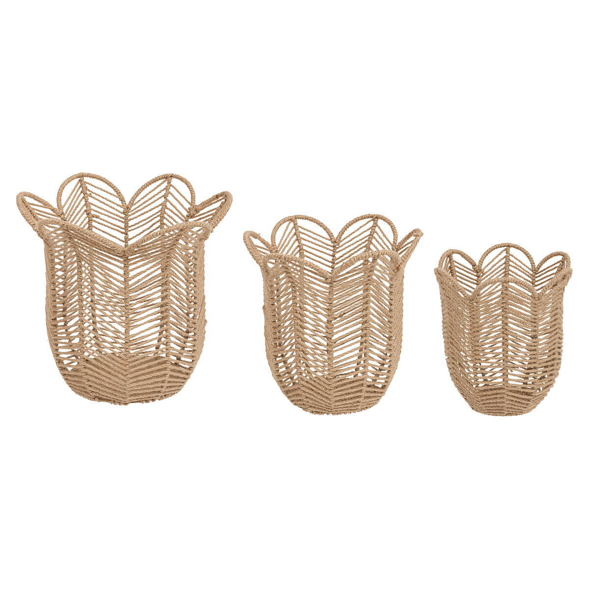 Set of 3 "The floral" baskets Jute, D.25/30/37cm
