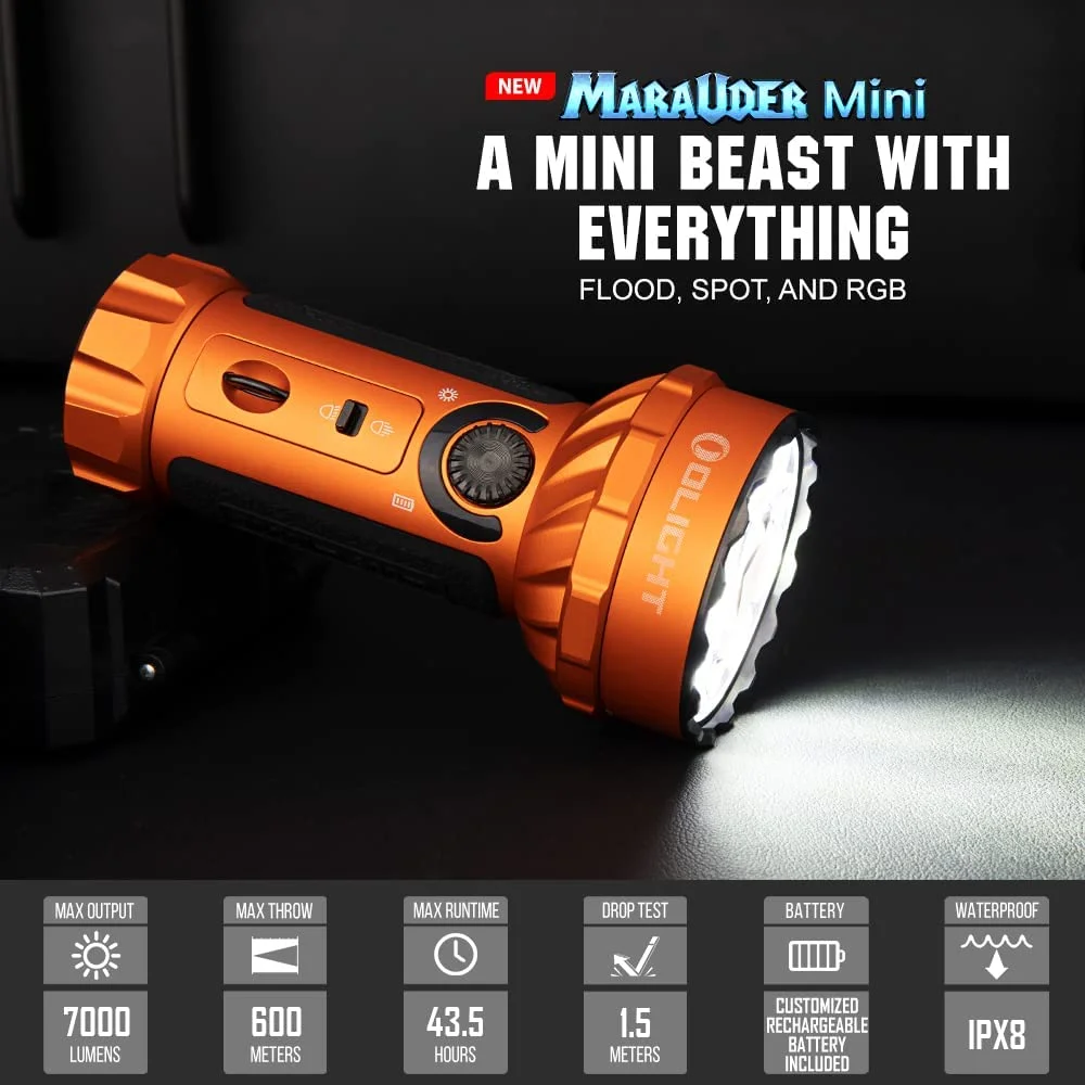 OLIGHT Marauder Mini 7,000 Lumens Bright Flashlight with 600 Meters Beam Distance, Powerful RGB Lights, Magnetic Rechargeable for Outdoors Work, Hunting, and Searching(Black) - Image 21