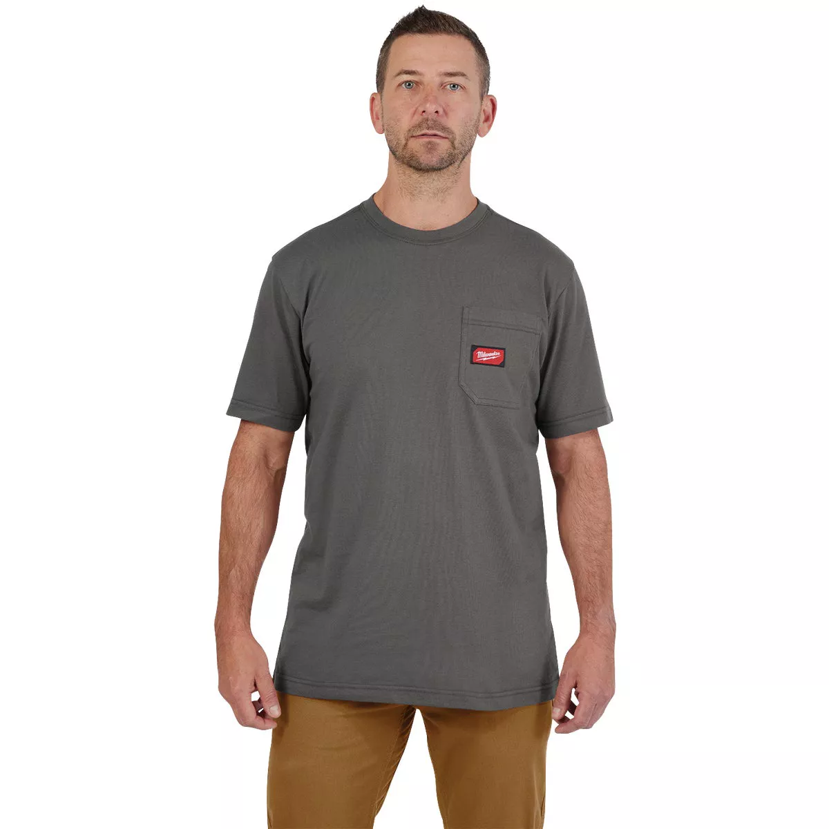 Milwaukee GridIron Medium Gray Short Sleeve Heavy-Duty Pocket T-Shirt