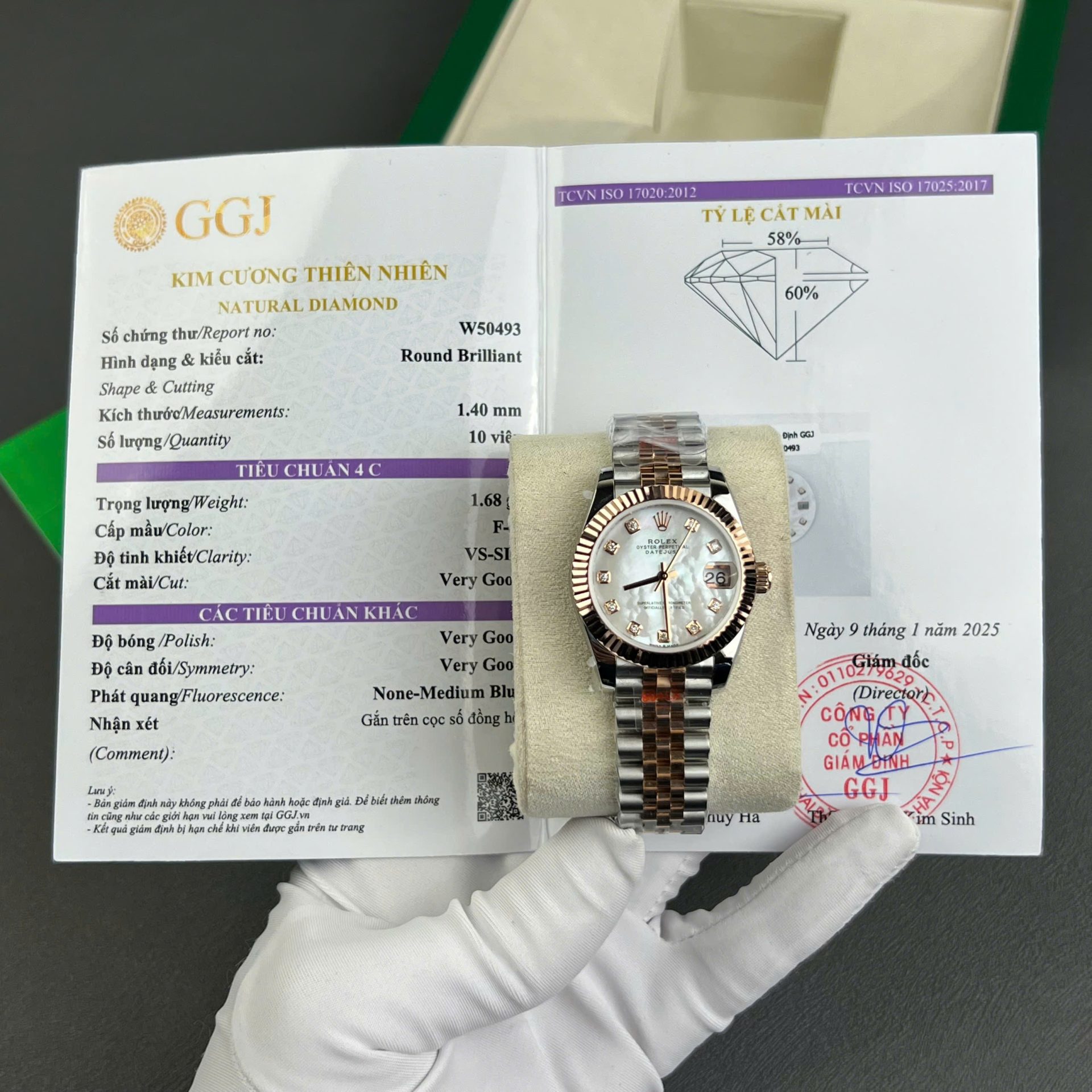 Rolex DateJust Replica Watch Gold Wrapped + MOP Dial Natural Diamond Markers GM Factory 31mm - Top club