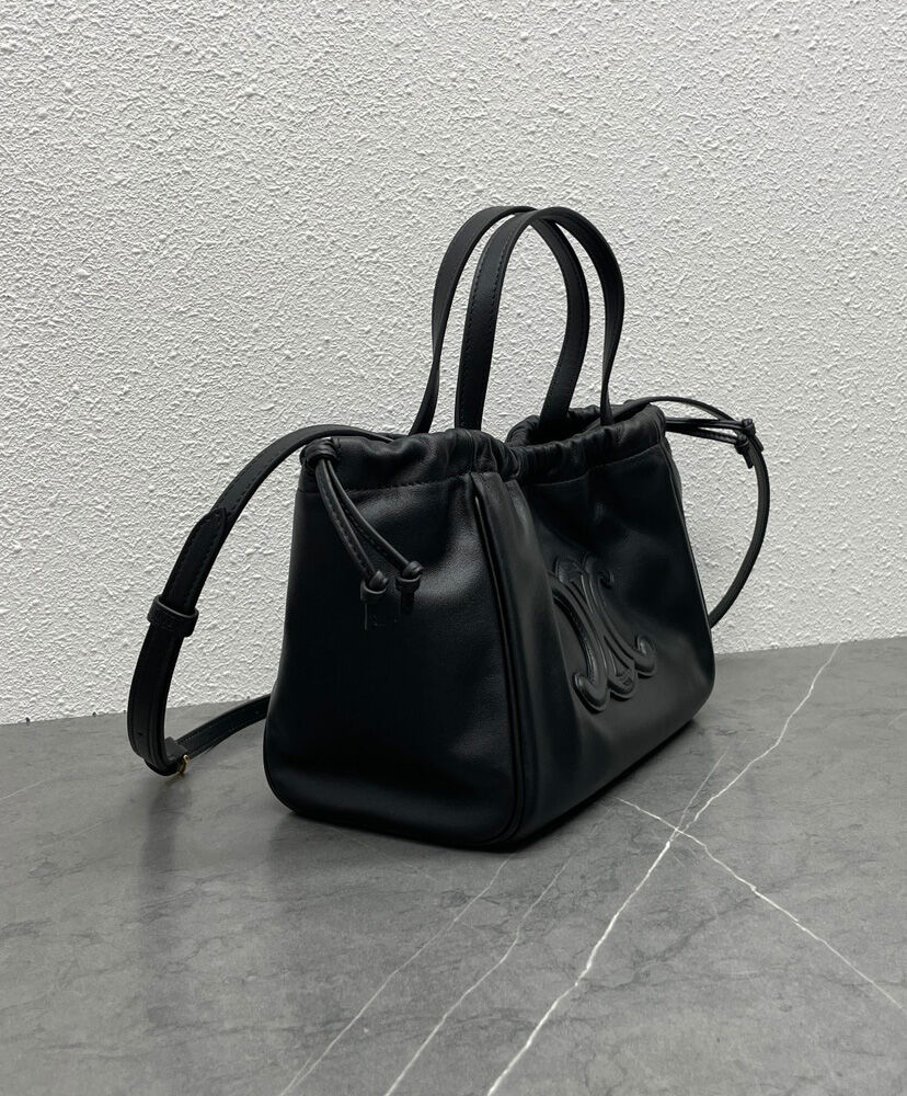 Celine Small Cabas Drawstring Cuir Triomphe In Smooth Calfskin Black1:1High-quality replica