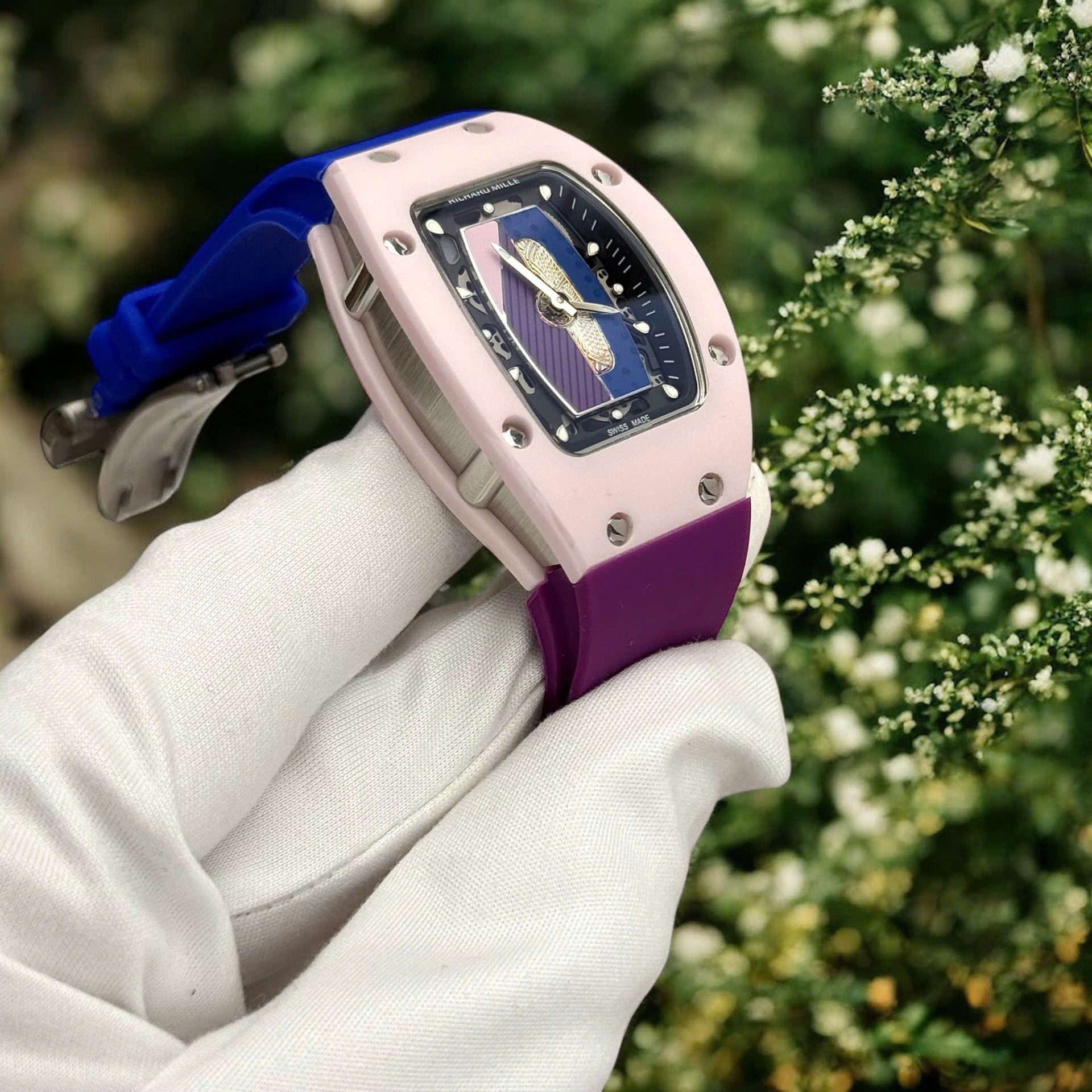 Richard Mille Best Replica Watches RM07-01 Pastel Pink Rubber Strap Women s Automatic 36mm - Elite Watch Atelier