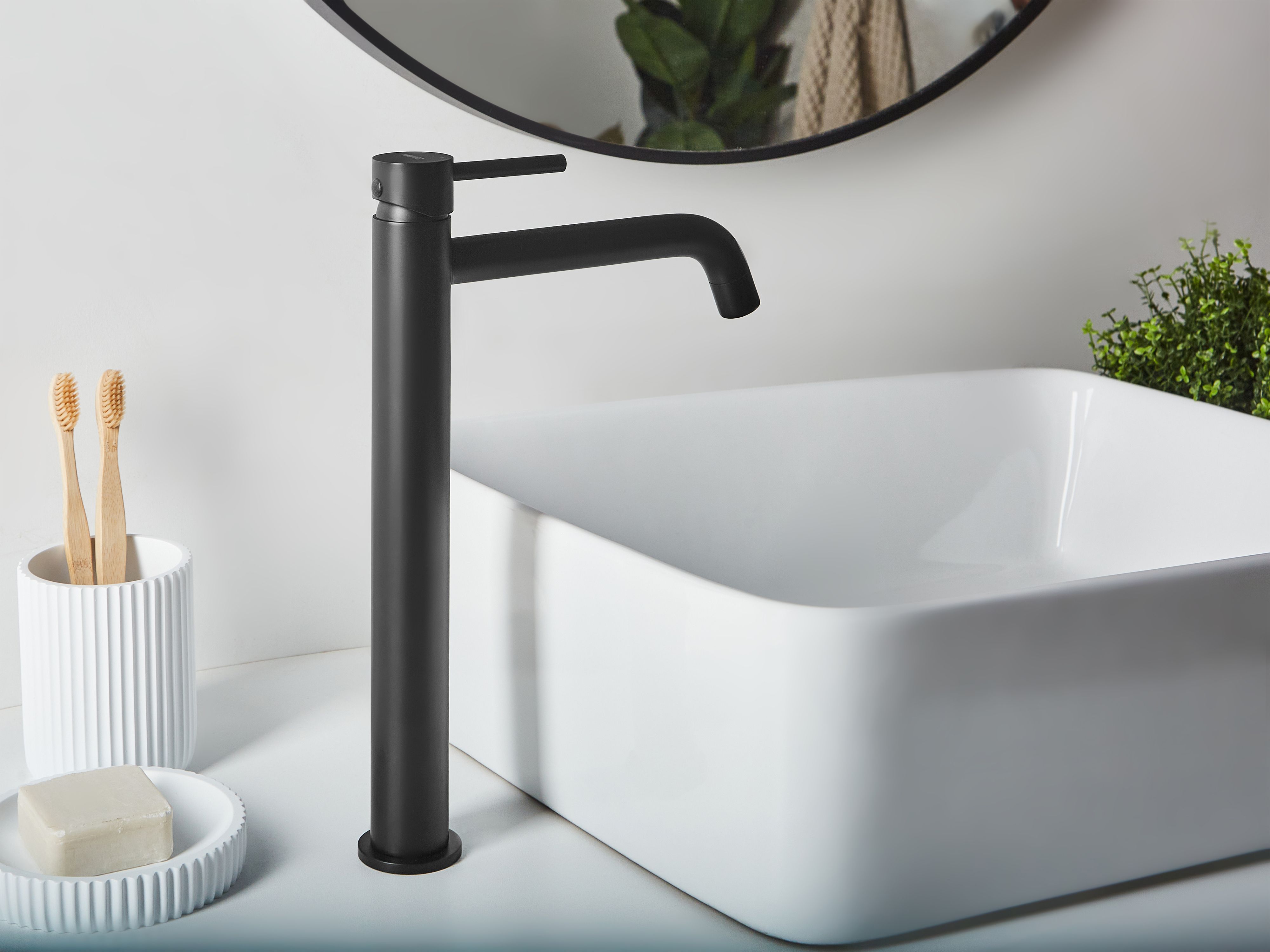 Tall Basin Mixer Tap SALINAS Brass Black