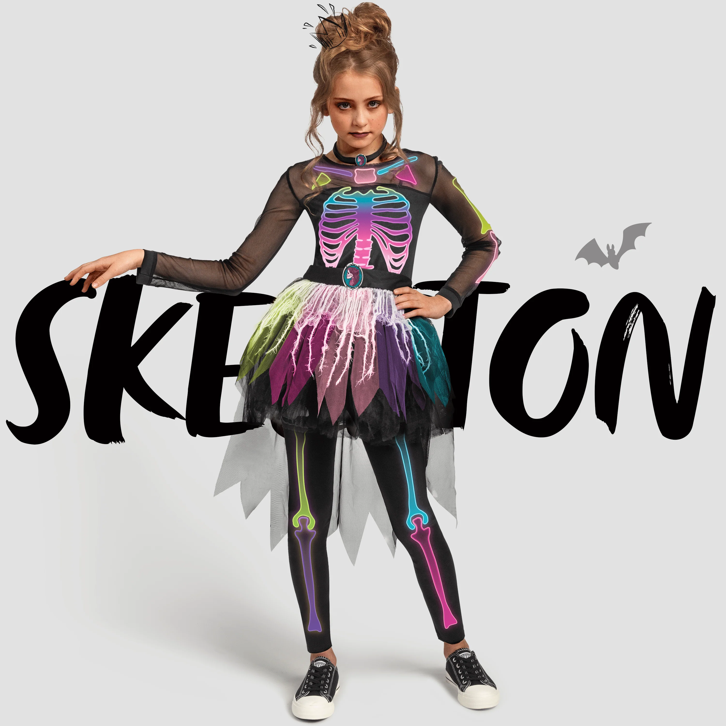 Joyfy Skeleton Tutu Dress for Girls, Skeleton Costume for Kids Halloween Dress Up Party Role Playing Cosplay - Image 4 Joyfy Skeleton Tutu Dress for Girls, Skeleton Costume for Kids Halloween Dress Up Party Role Playing Cosplay - Image 4