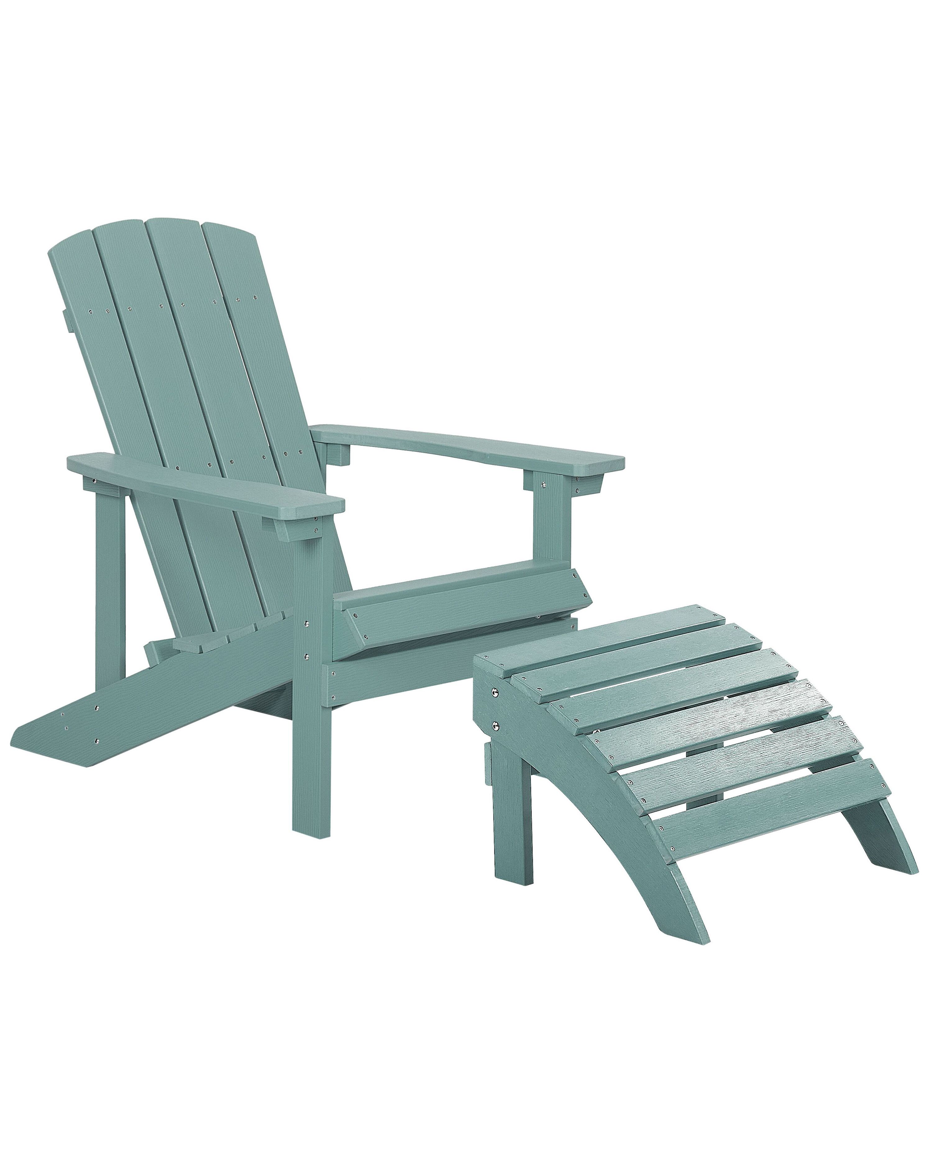 Garden Chair ADIRONDACK with Footstool Turquoise