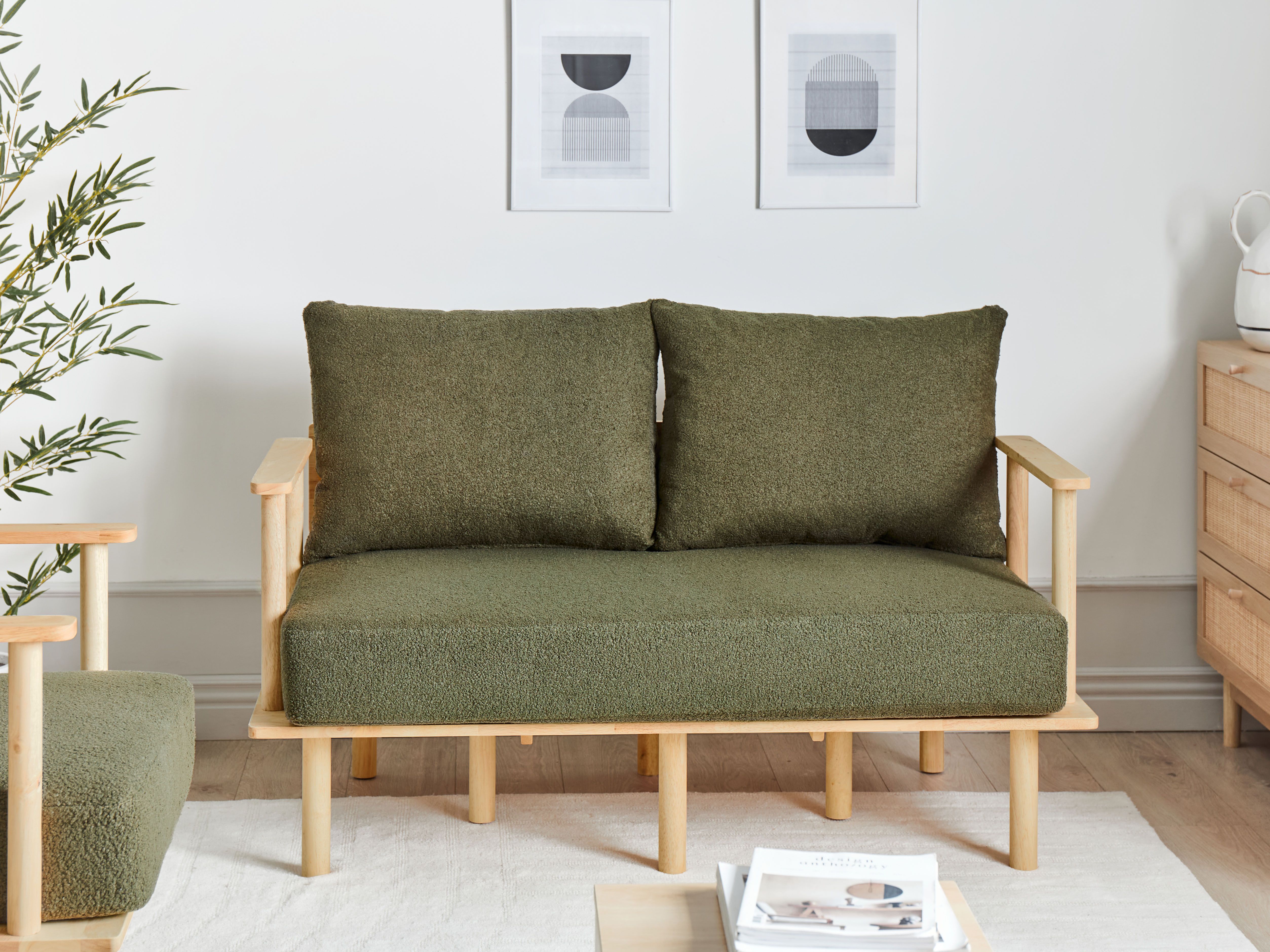 Sofa 2 Seater ASKER Boucle Dark Green