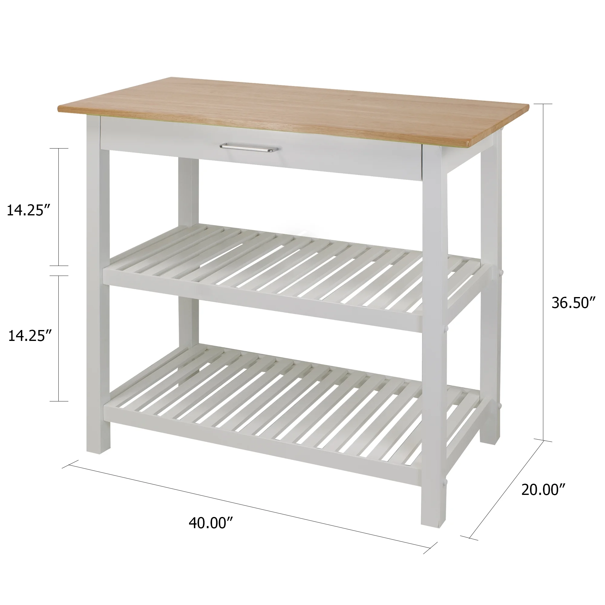 Casual Home Towel Rack Kitchen Islands with Storage, Hardwood White, 20 in