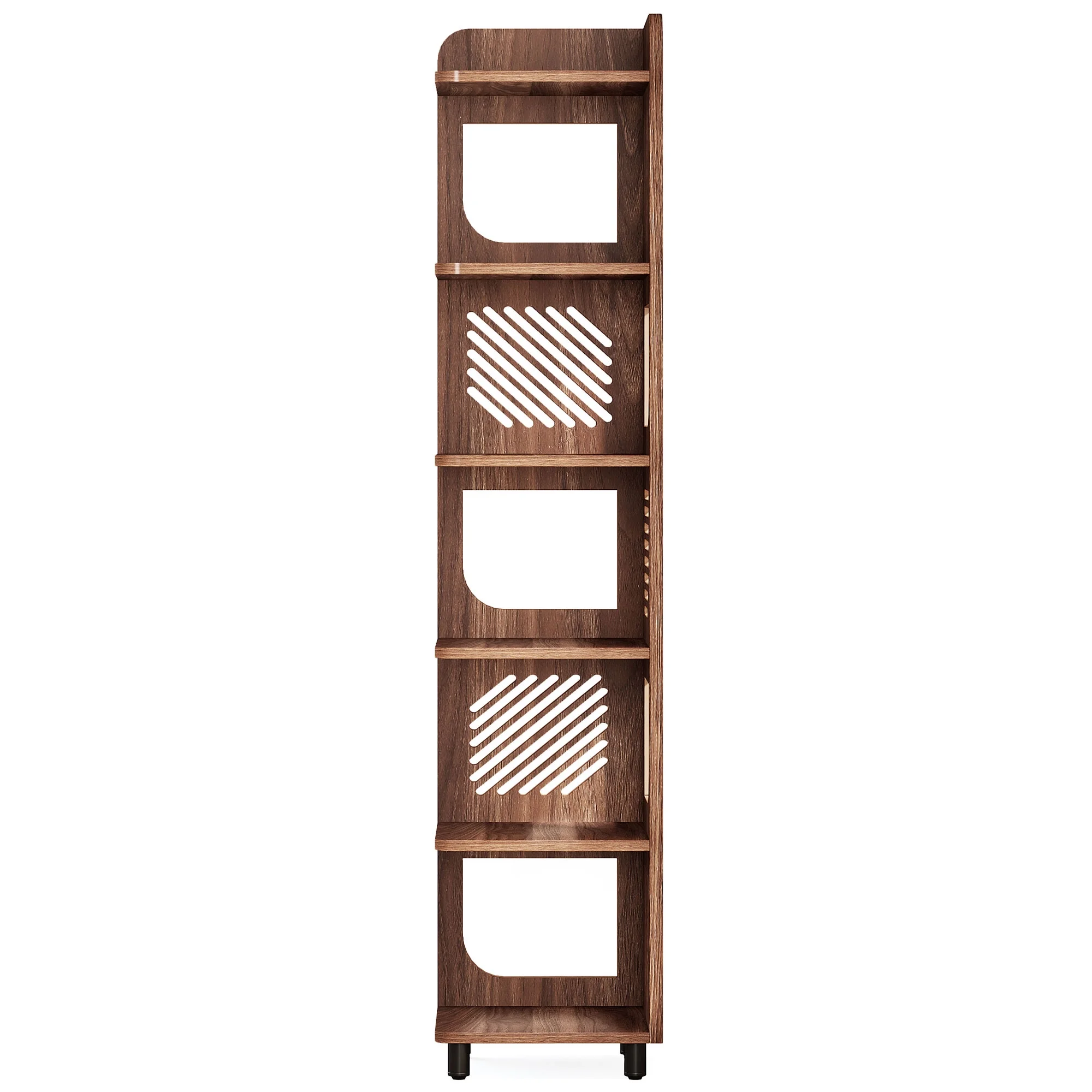 Fnova 71" 6-Tier Tall Corner Bookshelf, Rustic Wooden Narrow Corner Bookcase with Artistic Square Rack, Freestanding Display Storage Shelf for Space-Saving Home Organizing - Image 17