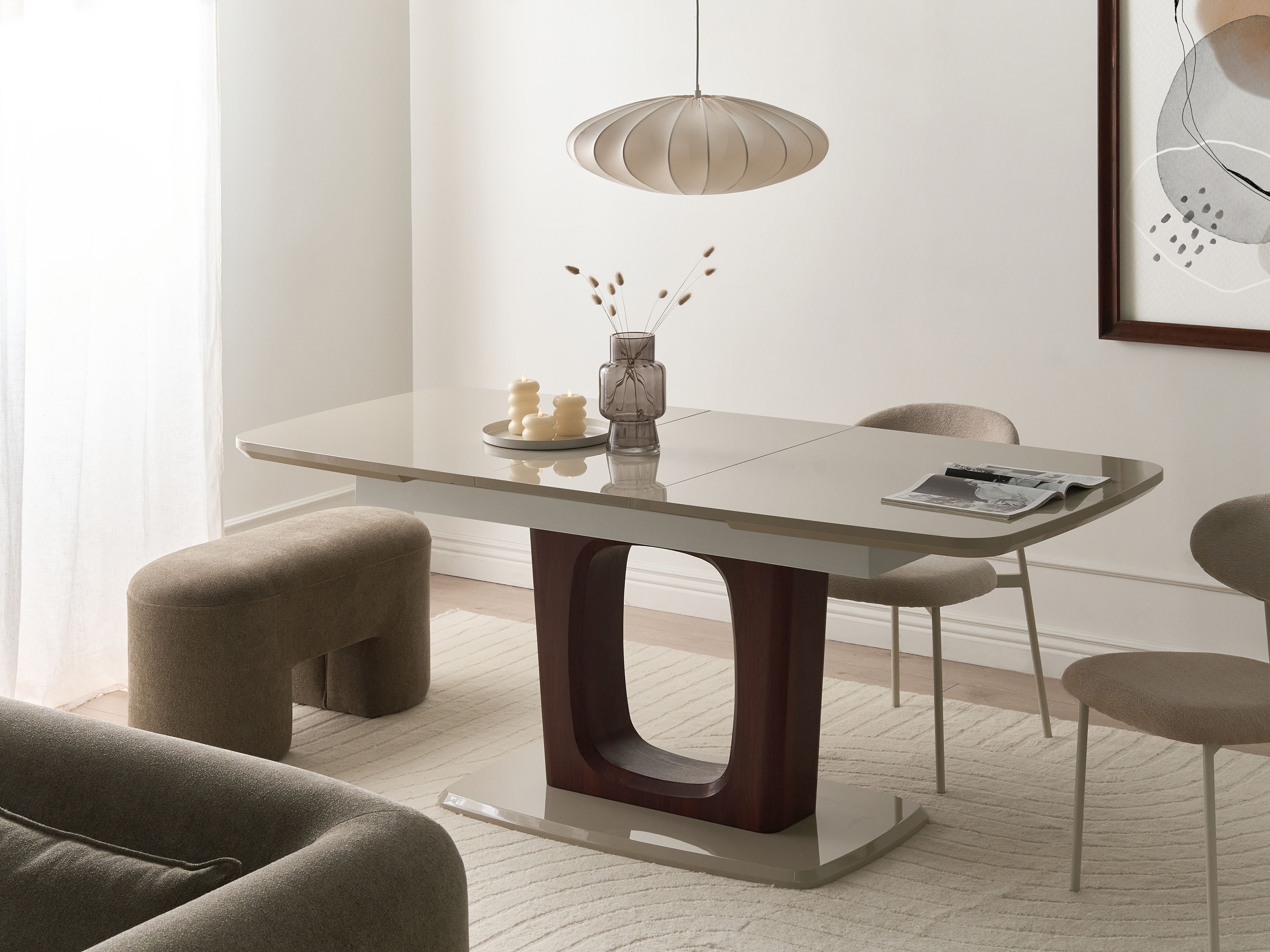 Extending Dining Table BERRIGAN Light Beige 160/200 cm 90 cm