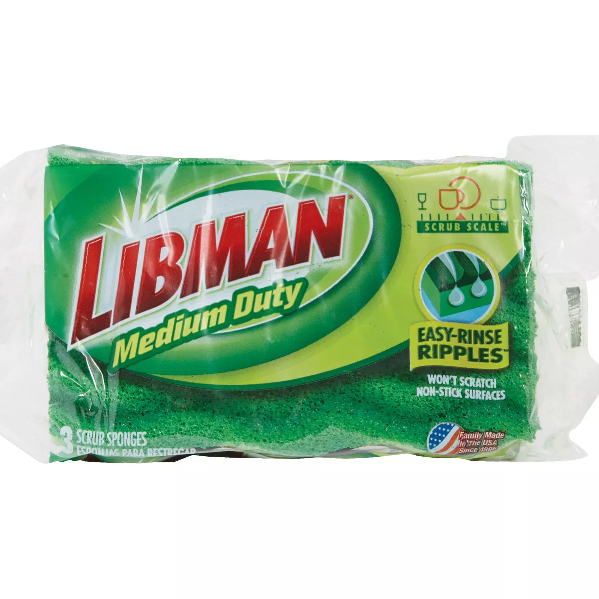 Libman 4.5 In. x 3 In. Green Medium Duty Scrubbing Sponge (3-Count)