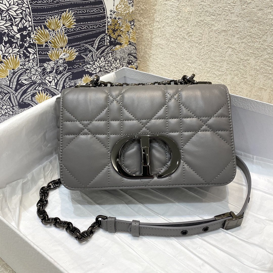 Christian Dior Mini Dior Caro Bag Gray Padded Macrocannage, Gray, For Women Women’s Handbags, Crossbody Bags, 20cm CD1:1High-quality replica