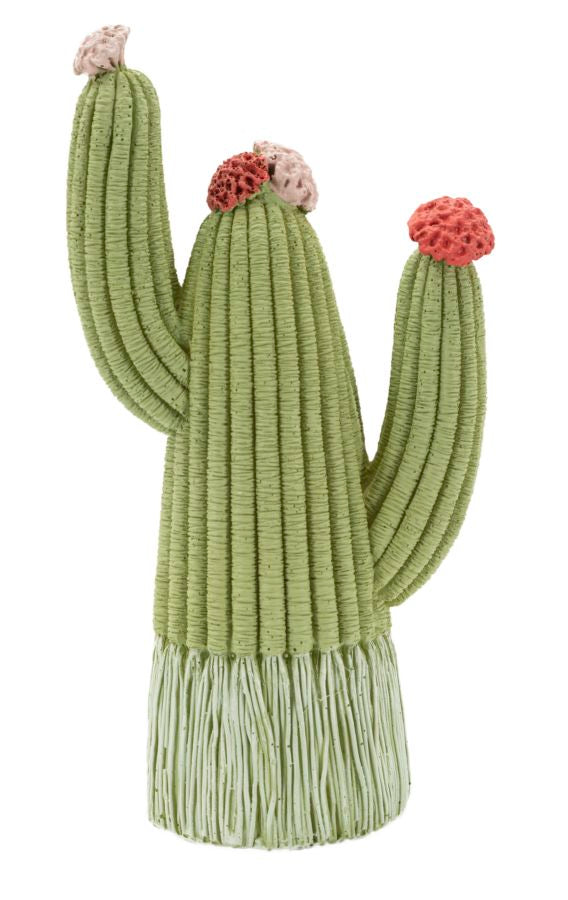 Cactusvormig beeldje van veelkleurige hars 10,5x6,5x20,5 cm