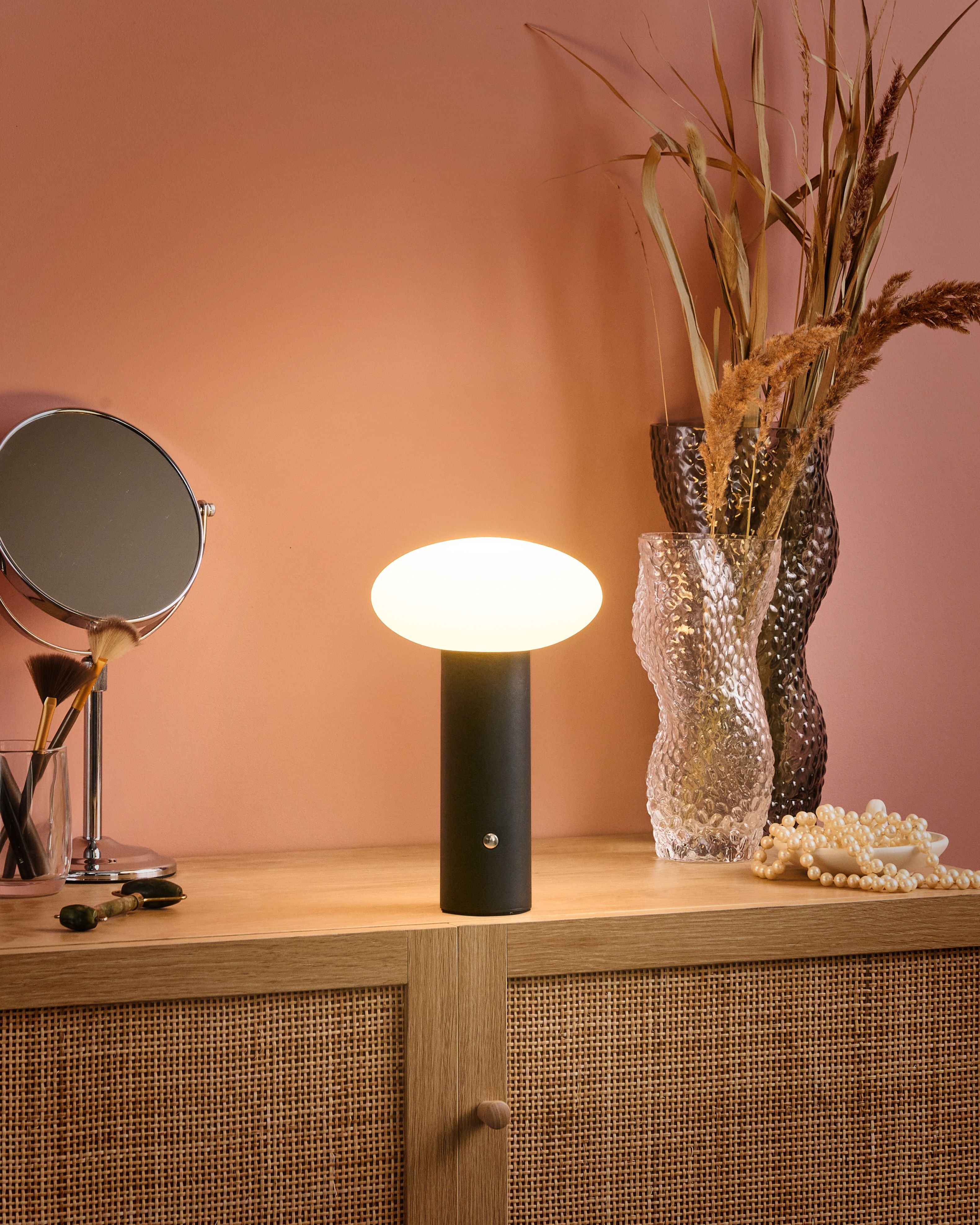 Wireless LED Table Lamp BUAYAN with Dimmer Metal Black