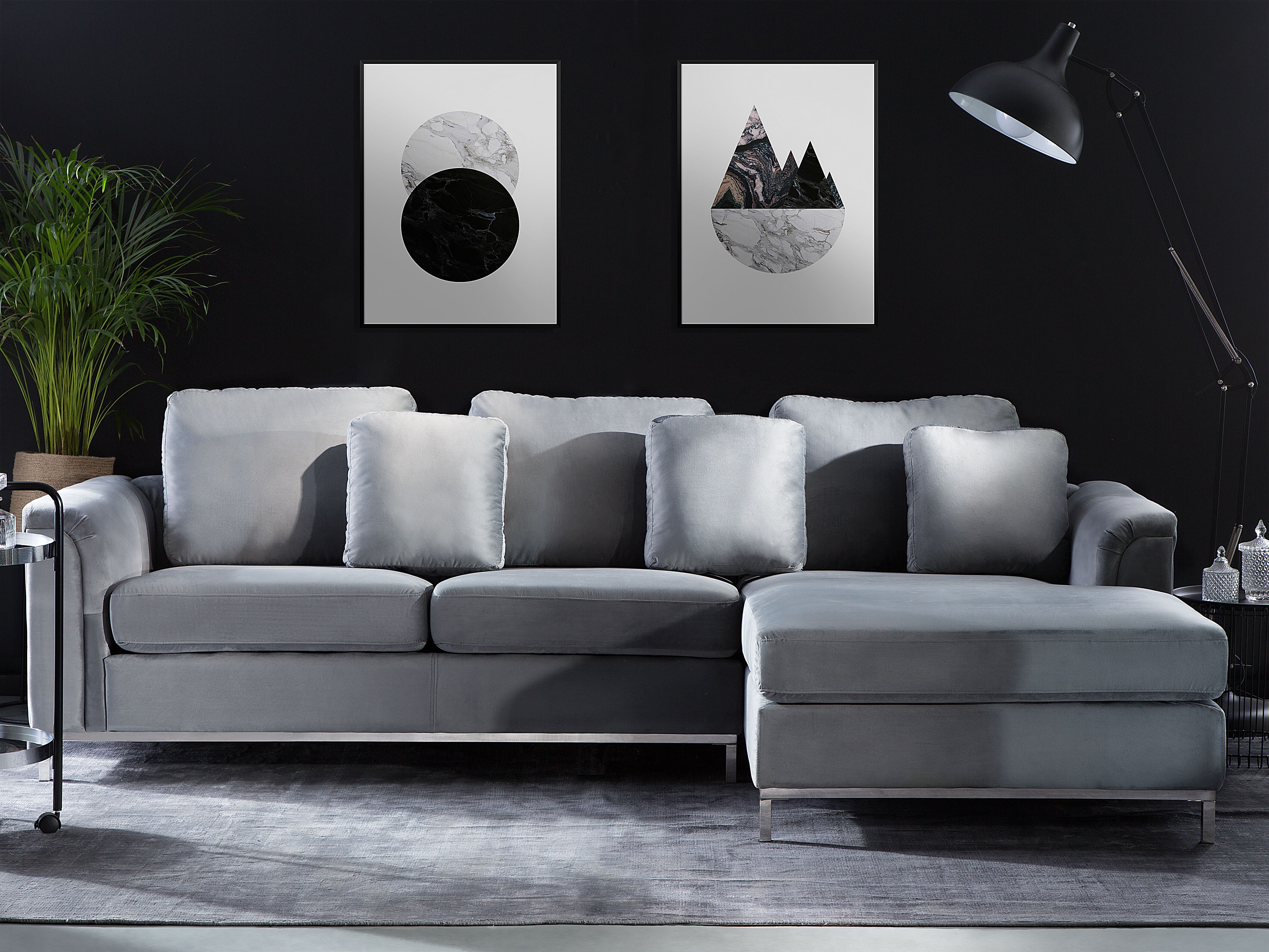 Corner Sofa 4 Seater OSLO Velvet Grey Left Hand