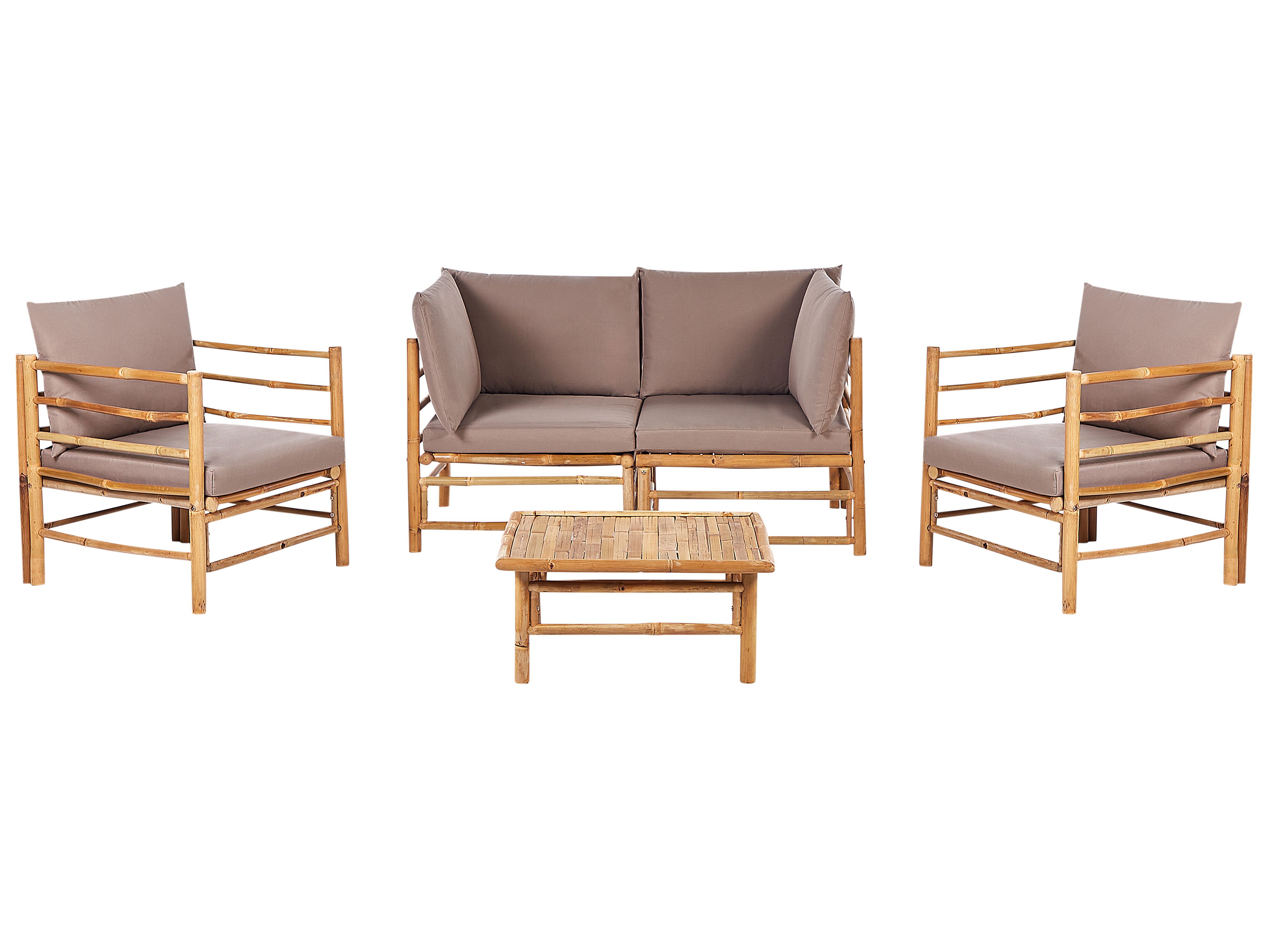 Garden Lounge Set with Table 4 Seater CERRETO Bamboo Taupe