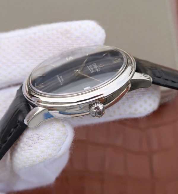 Replica Omega MKF De Ville 37mm SS Blue Dial Black Leather Strap A2829 - Top club