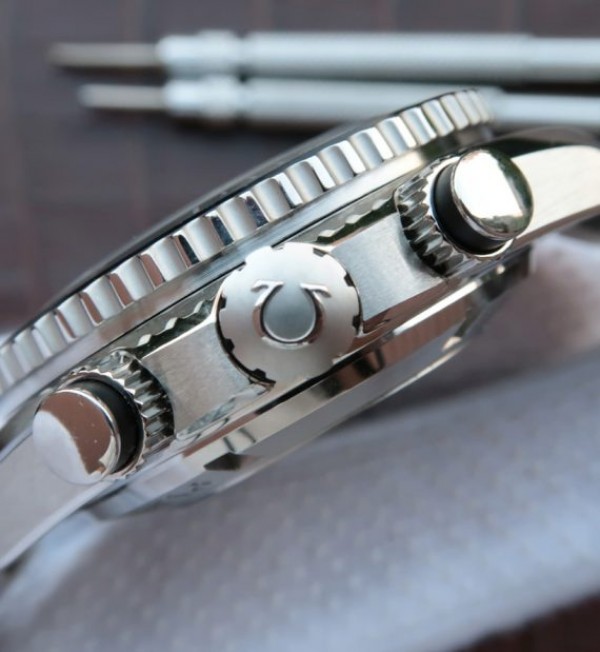Replica Omega Seamaster Planet Ocean Chrono 45mm Black Dial Silver Markers SS Bracelet A7750 - Top club