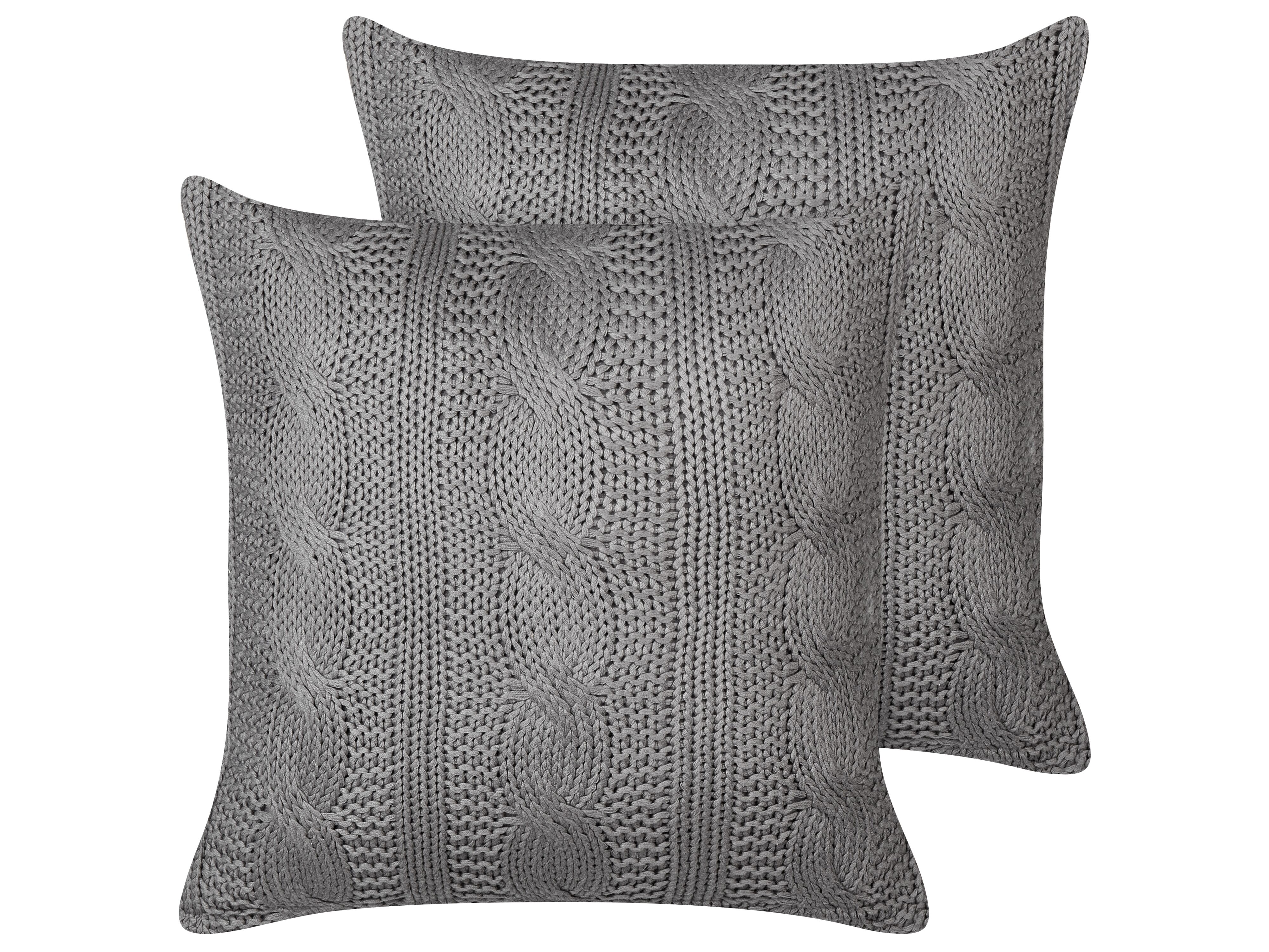 Set of 2 Decorative Cushions CONSTYLIS Cotton 45 x 45 cm Dark Grey Solid