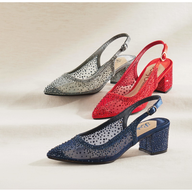 Lady Couture Rhinestone Demi Slingback for Women with 2.5