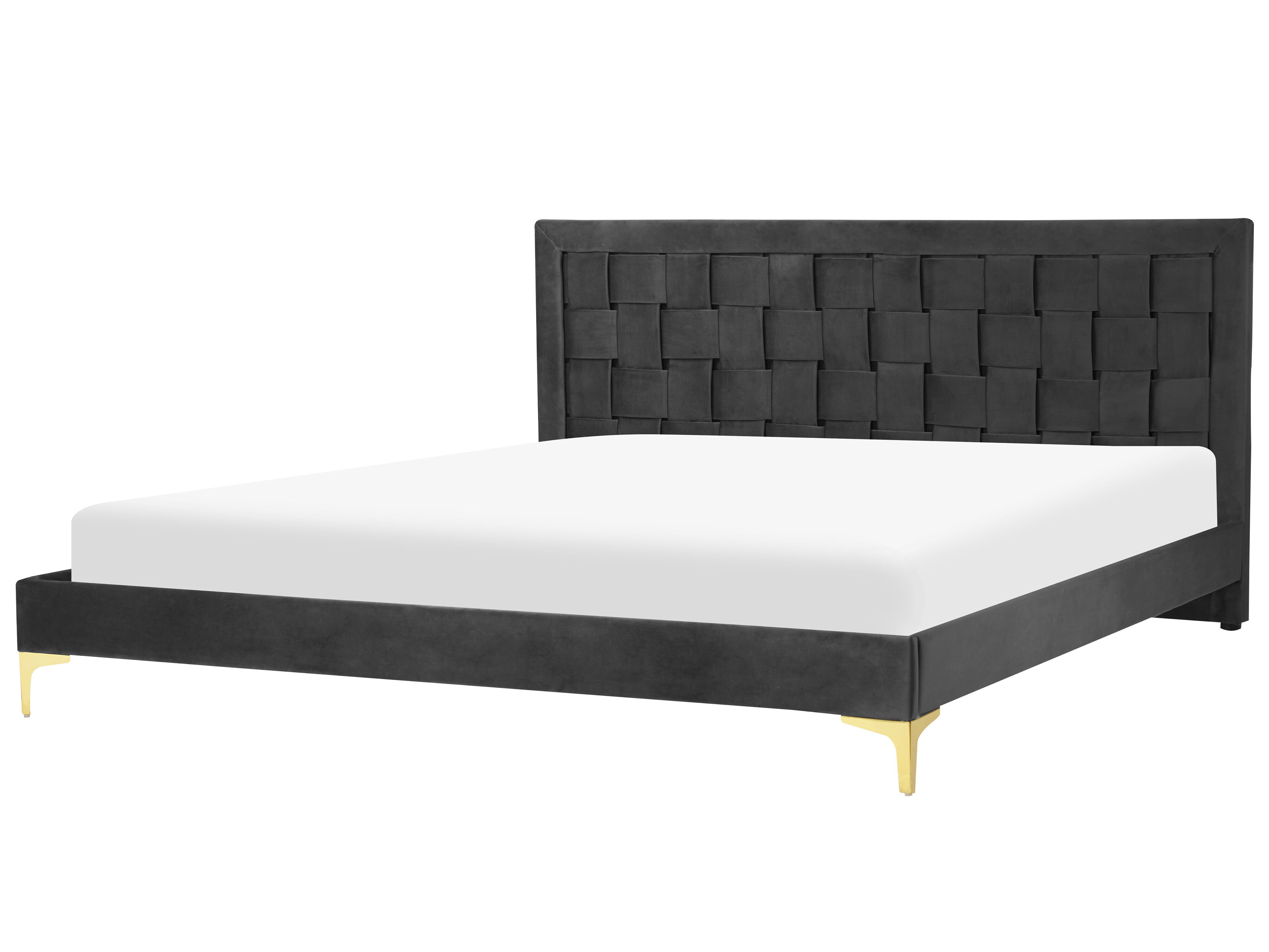 Bed Velvet LIMOUX 180 x 200 cm (EU Super King) Black