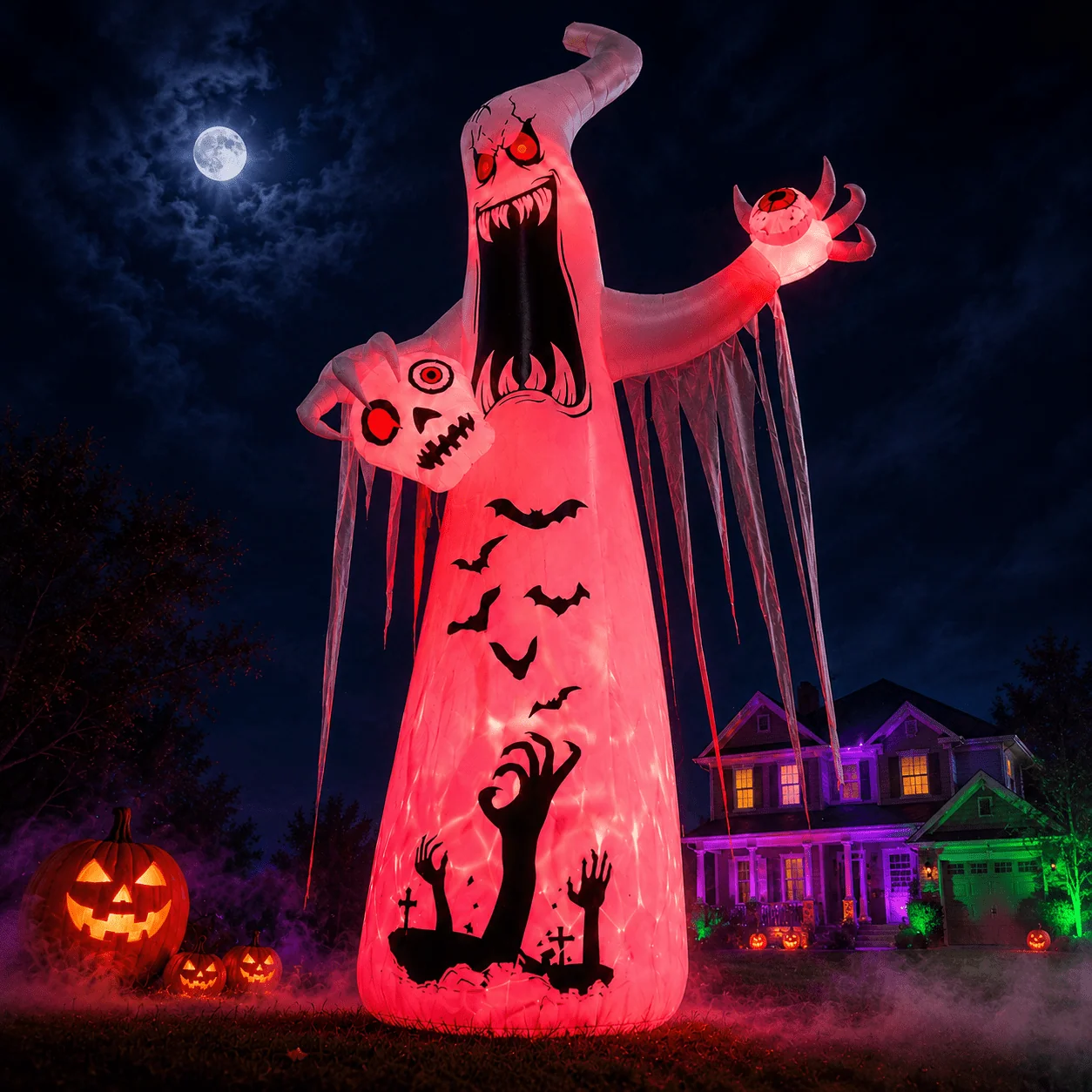 Faburo 12 ft Halloween Inflatable Ghost with Skull and Bleeding Eyeball, Outdoor Blow Up Yard Decoration for Party and Garden - Image 11 Faburo 12 ft Halloween Inflatable Ghost with Skull and Bleeding Eyeball, Outdoor Blow Up Yard Decoration for Party and Garden - Image 11