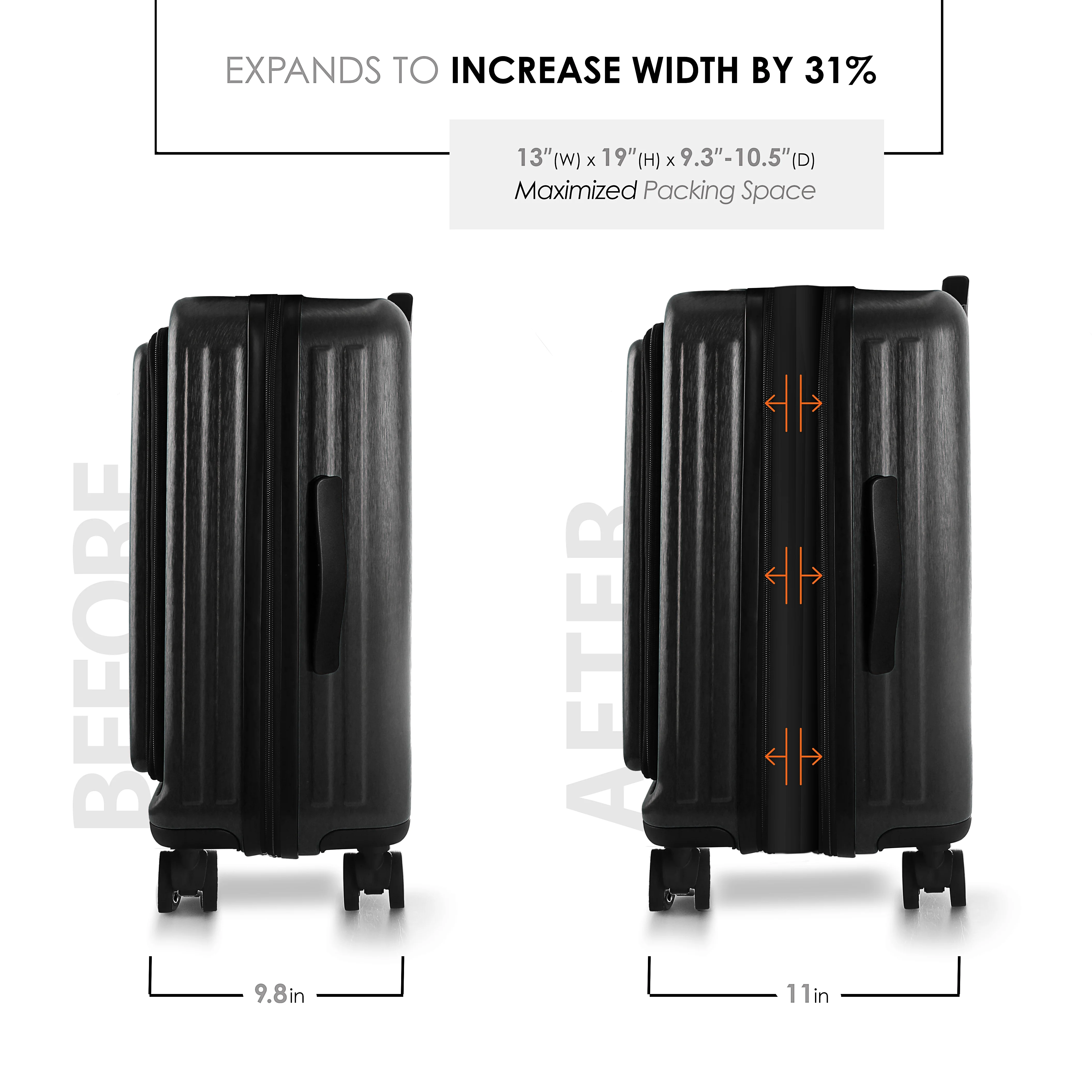 Virtu 4 Piece Hardshell Exapandable Luggage Set, Spinner Luggage Suitcase Set, Navy Blue - Image 16