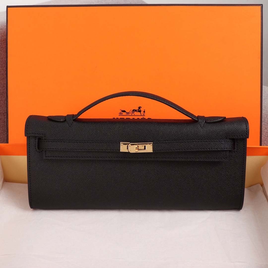 Replica Hermes Aaa-Kelly Cut Pochette Black/Brown/Blue1:1High-quality replica