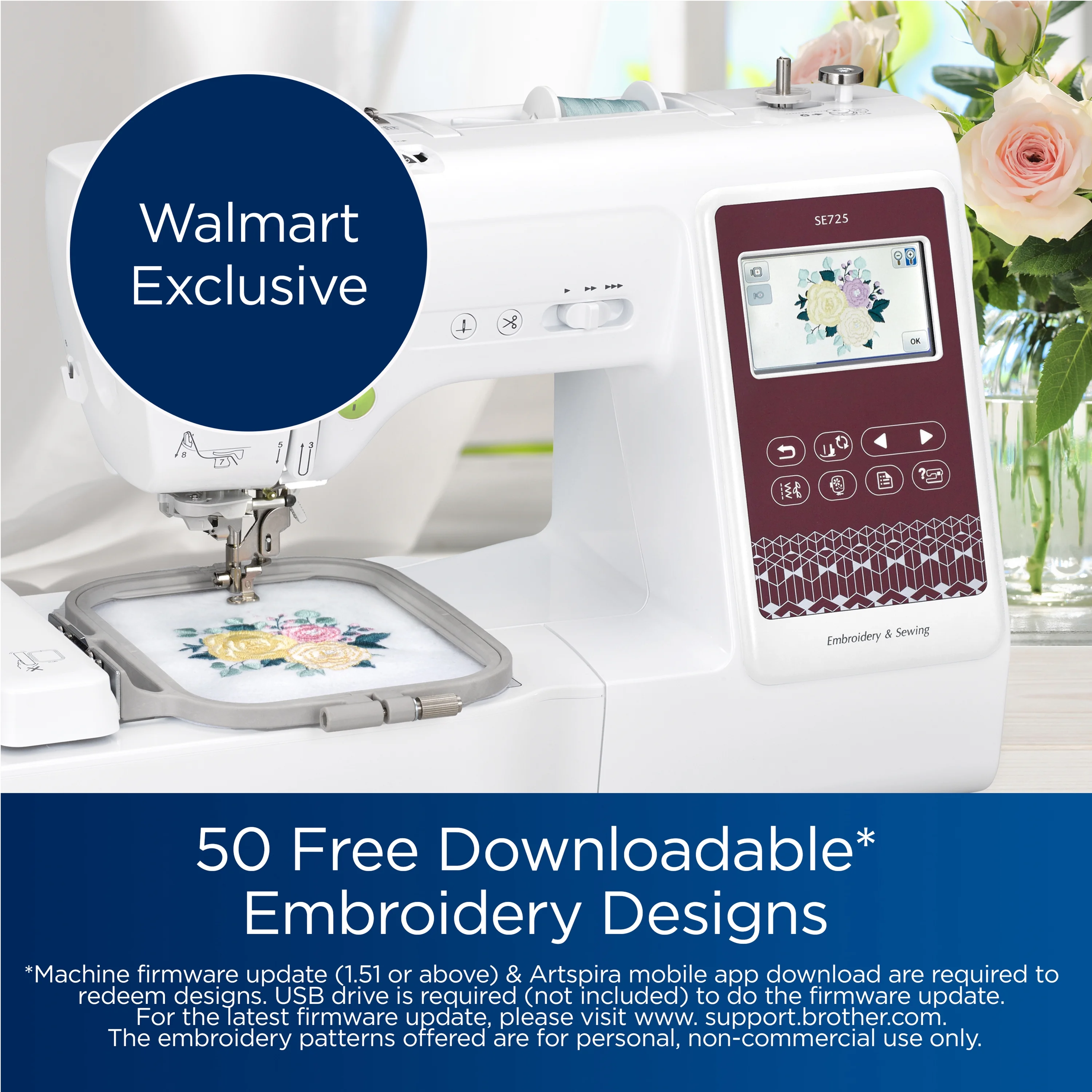 Brother SE725 Sewing and Embroidery Machine with Artspira App, 50 Free Designs - Image 5