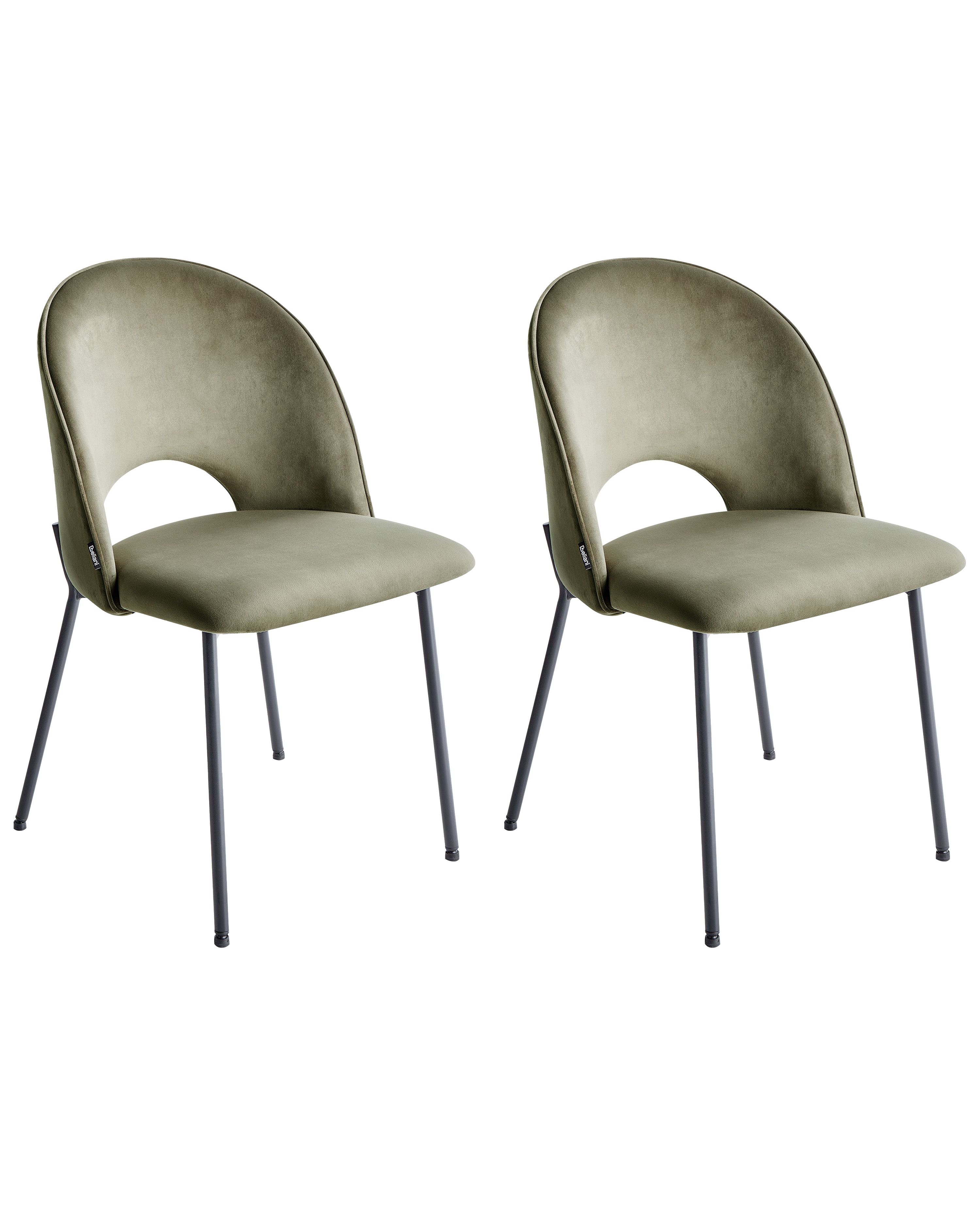 Set of 2 Dining Chairs COVELO Velvet Dark Green