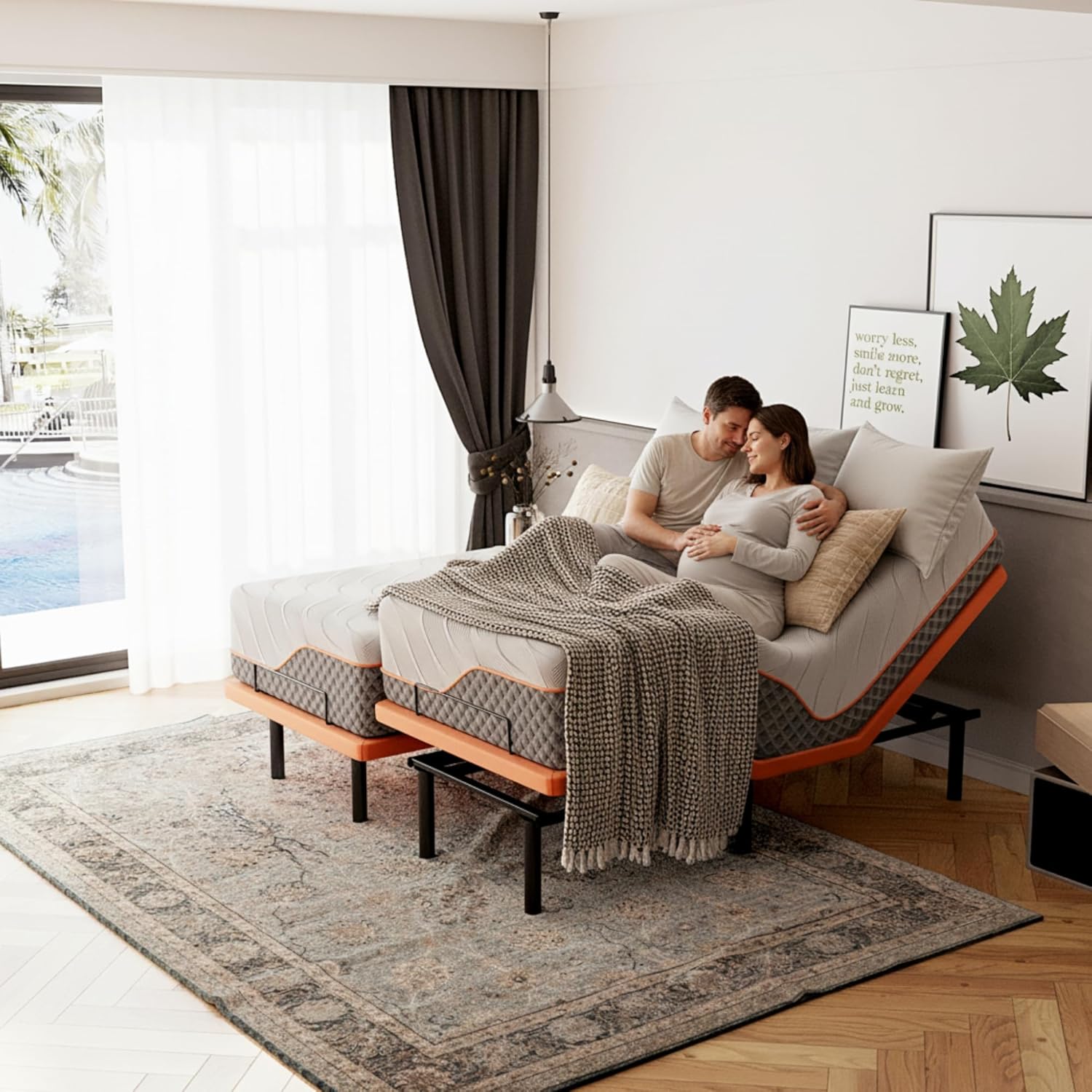 ESHINE Adjustable Bed Frame with 12