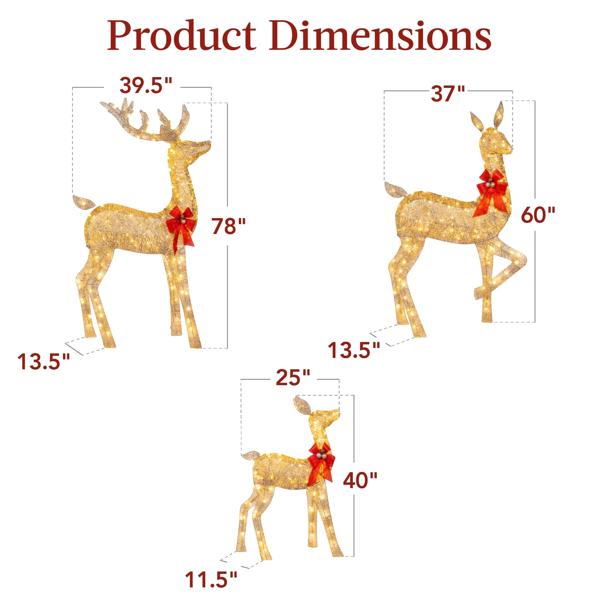Best Choice Products 6.5ft 3-Piece Lighted Christmas Deer Set Outdoor Yard Decoration w/ 385 LED Lights, Stakes - Gold - Image 11
