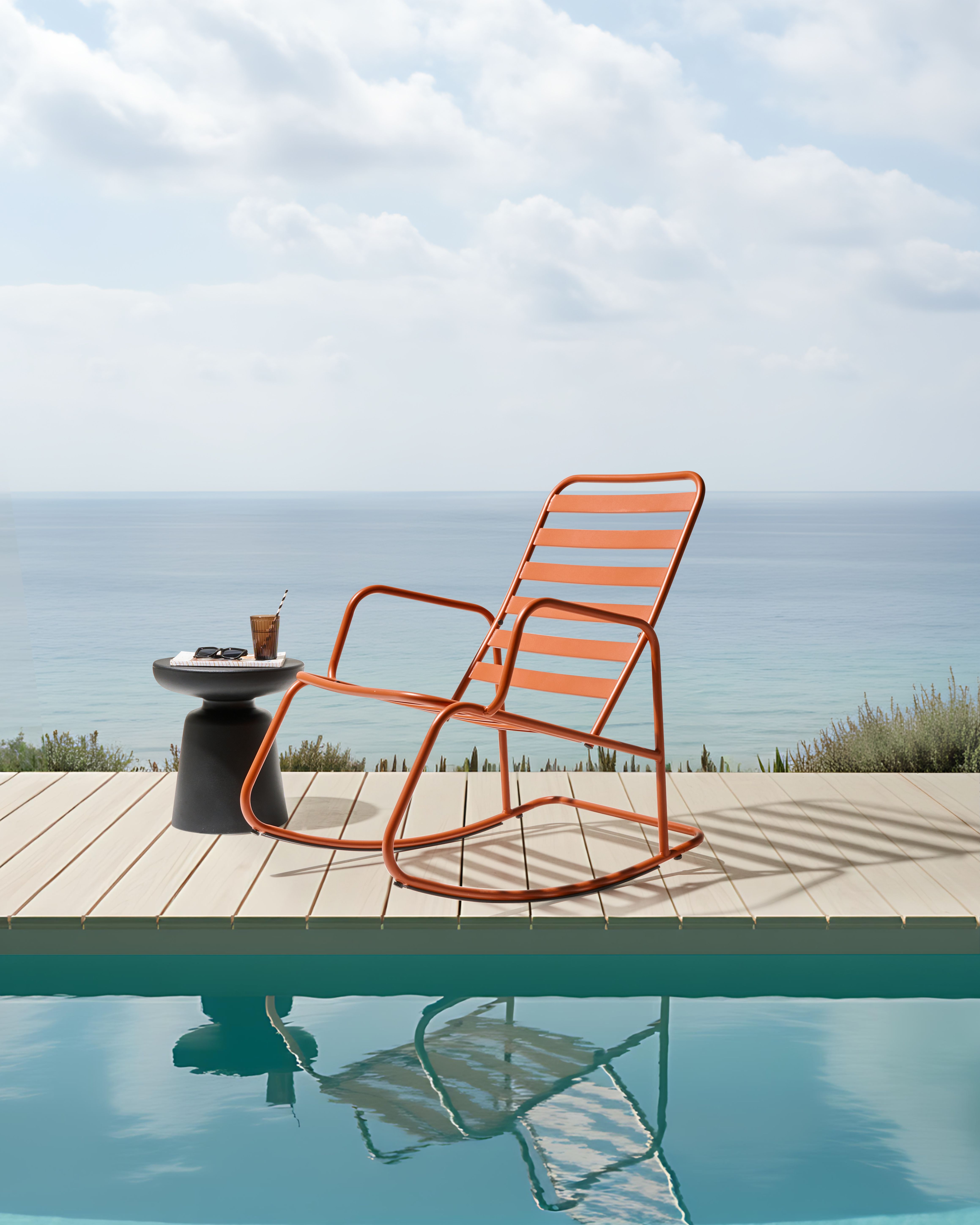 Garden Rocking Chair TURI Metal Orange