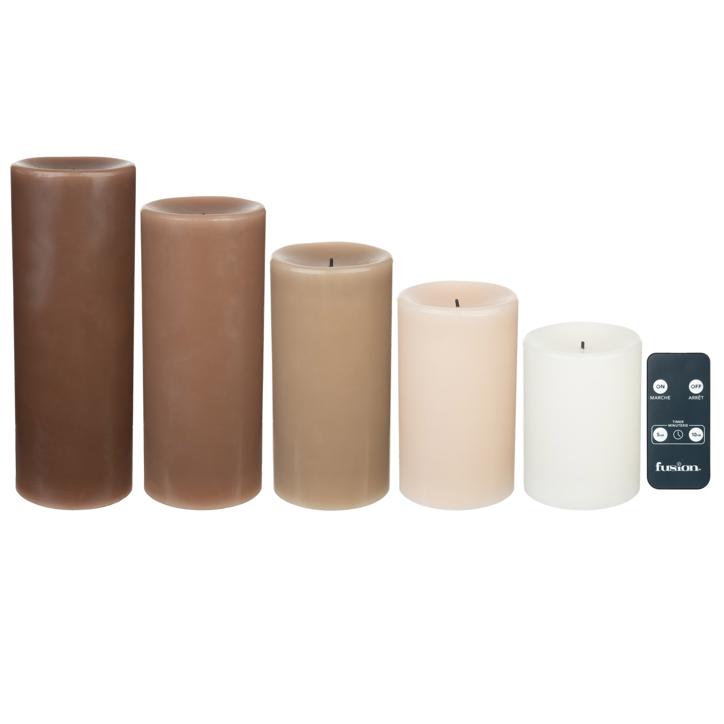 Fusion Warm Ombre LED Black Wick Candle Set with Remote, 5-piece