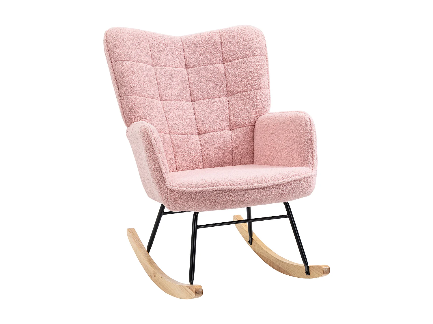 Fauteuil à bascule en velours bouclé Rose, chaise à bascule avec accoudoirs