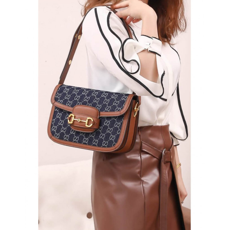Replica Gucci Horsebit 1955 Small Bag 602204 In Blue Denim1:1High-quality replica