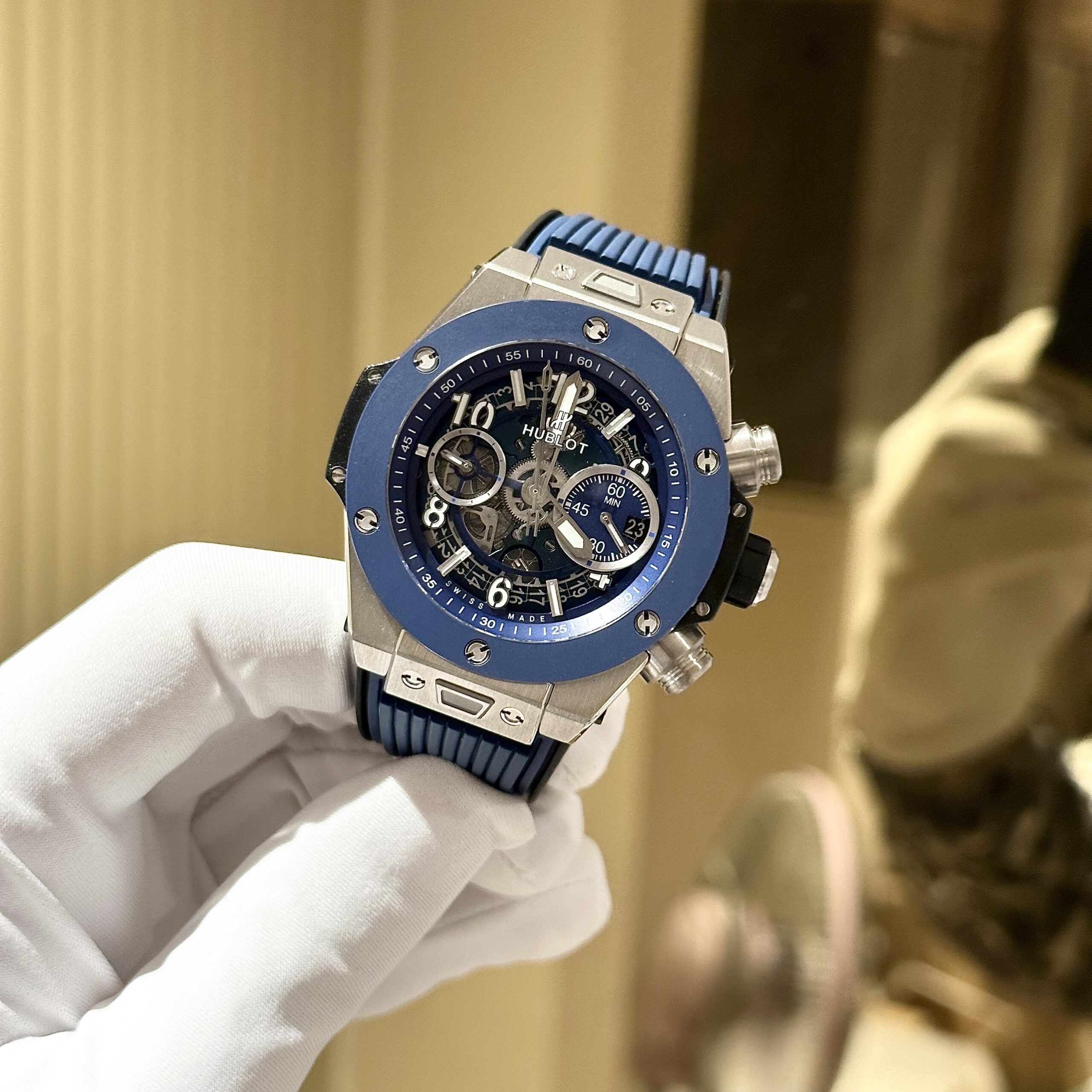 Hublot Replica Watch Big Bang Unico Blue Rubber Strap Factory BBF 44mm - Elite Watch Atelier