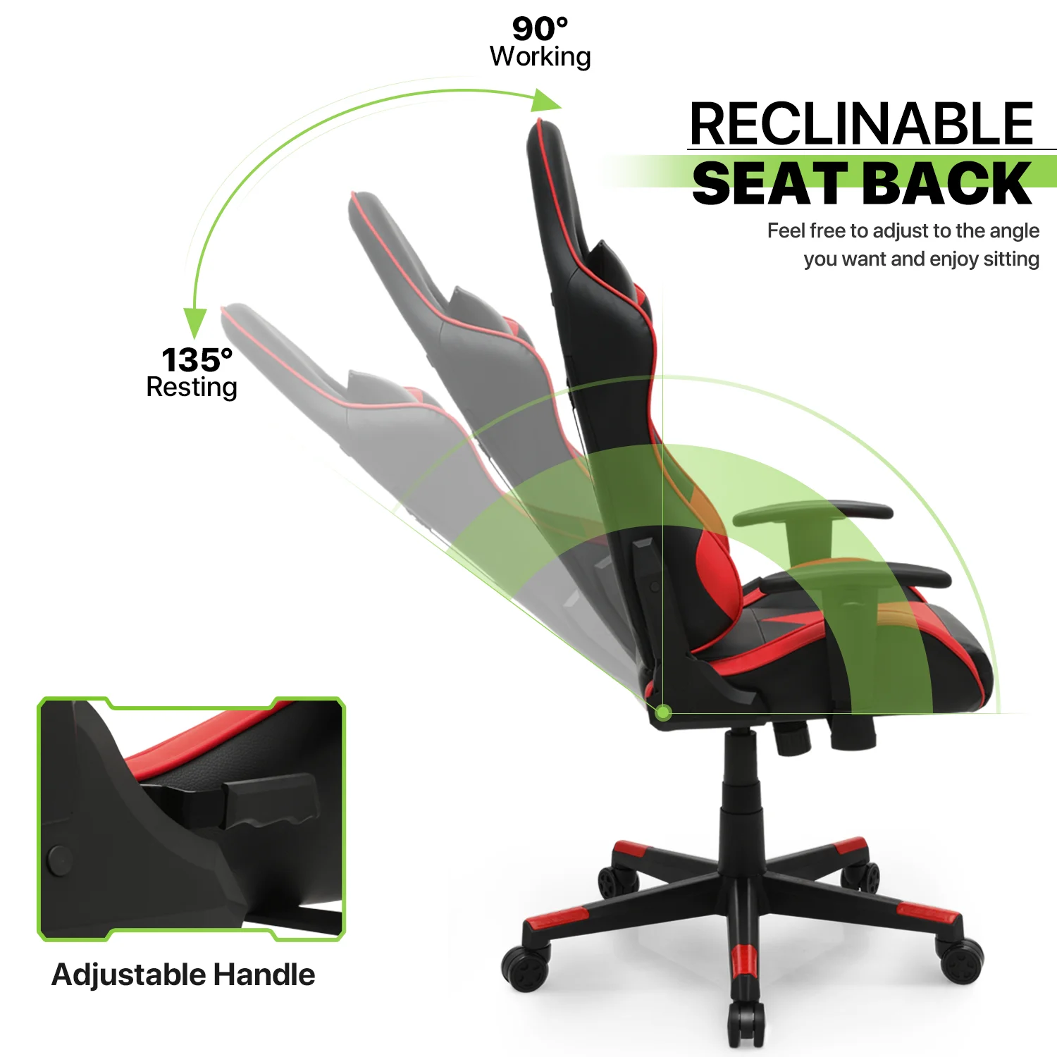Magshion Ergonomic Gaming Chair, Comfortable Gaming Chair, Computer Chair Leather Desk Chair Adjustable Swivel Gaming Office Chair, Blue - Image 30