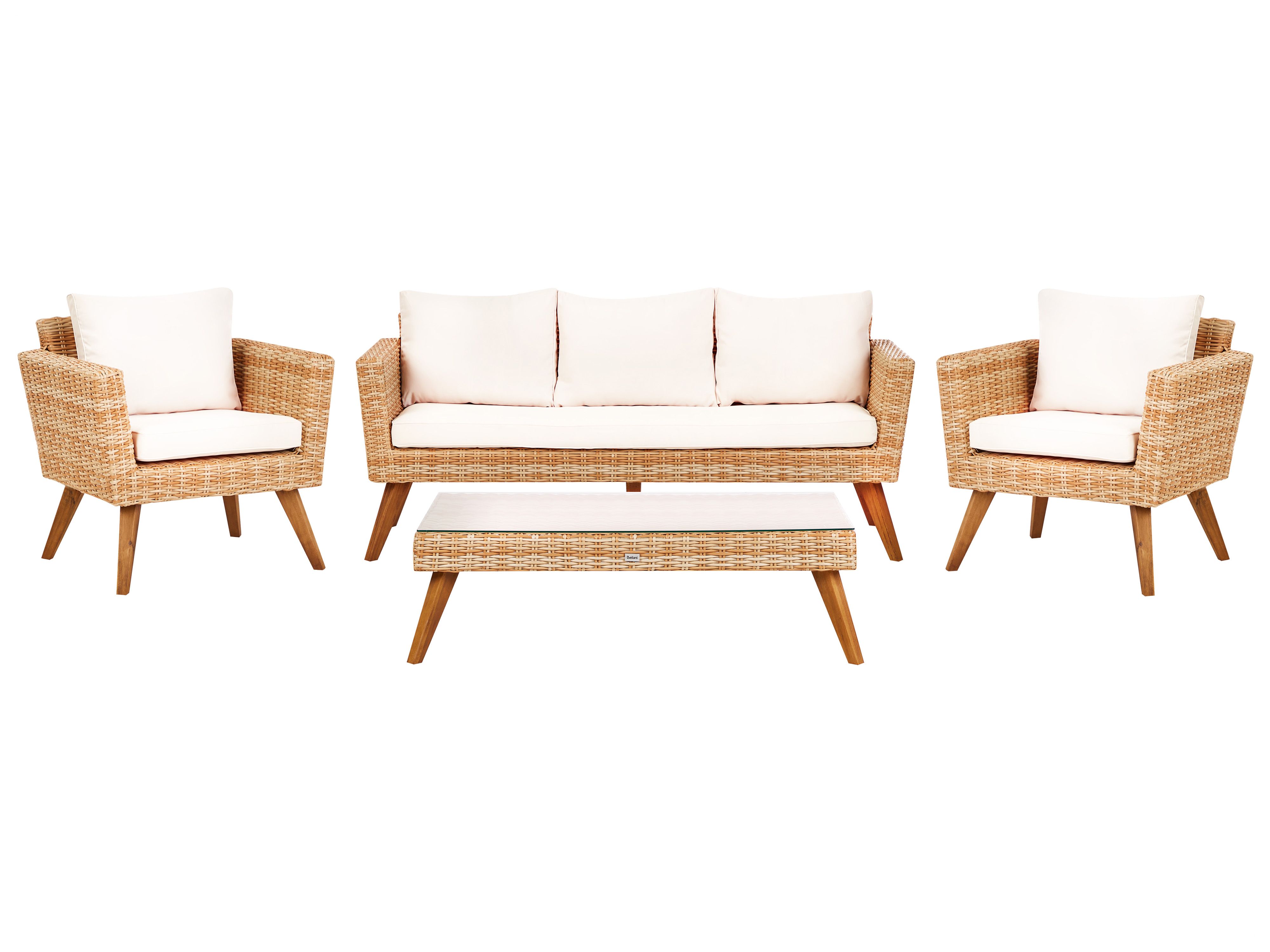 Garden Lounge Set with Table 5 Seater VITTORIA XL PE Rattan Off-White