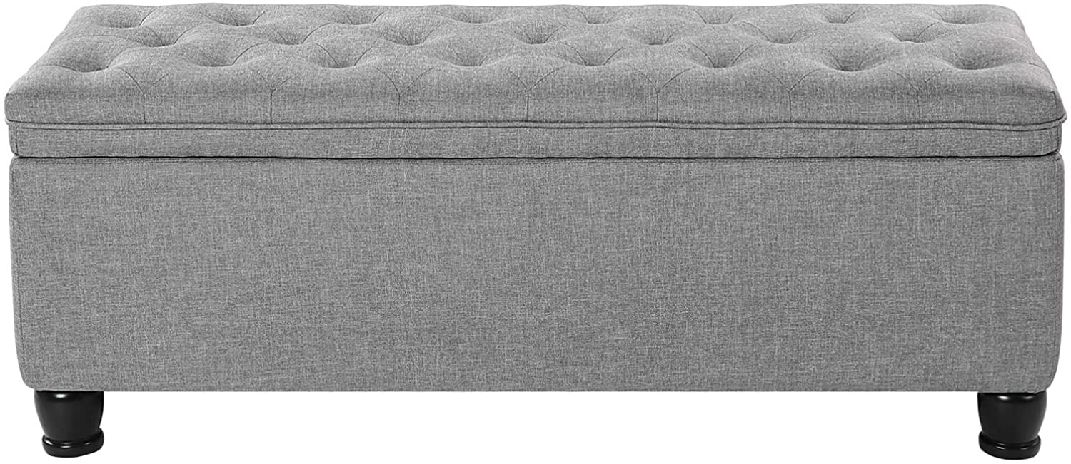 SONGMICS 46.5" Storage Ottoman Bench Storage Bench Bedroom Bench 330lb Load Capacity Solid Wood Legs Light Gray - Image 12